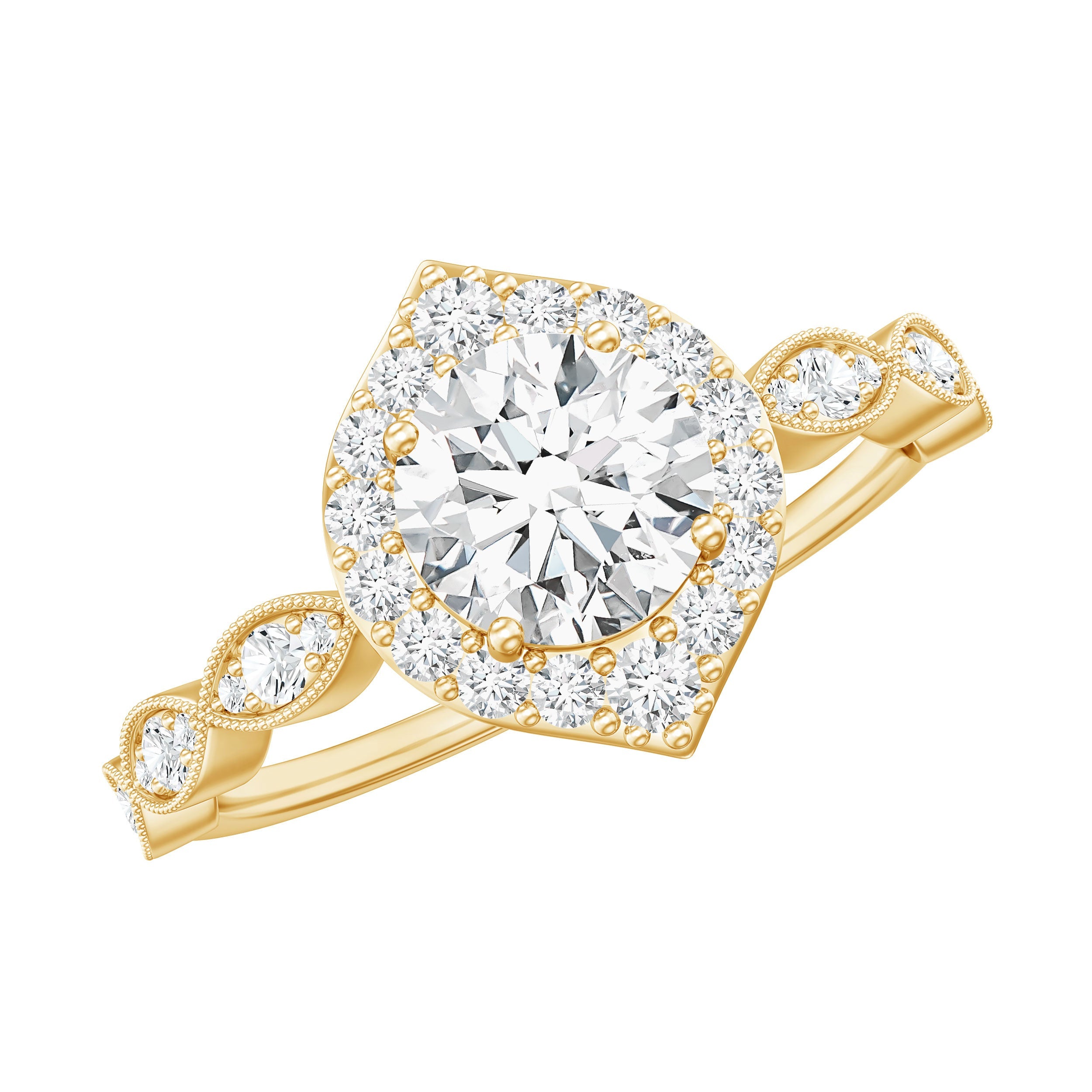 Antique Style Moissanite Halo Engagement Ring | Rings | Wiccan Center