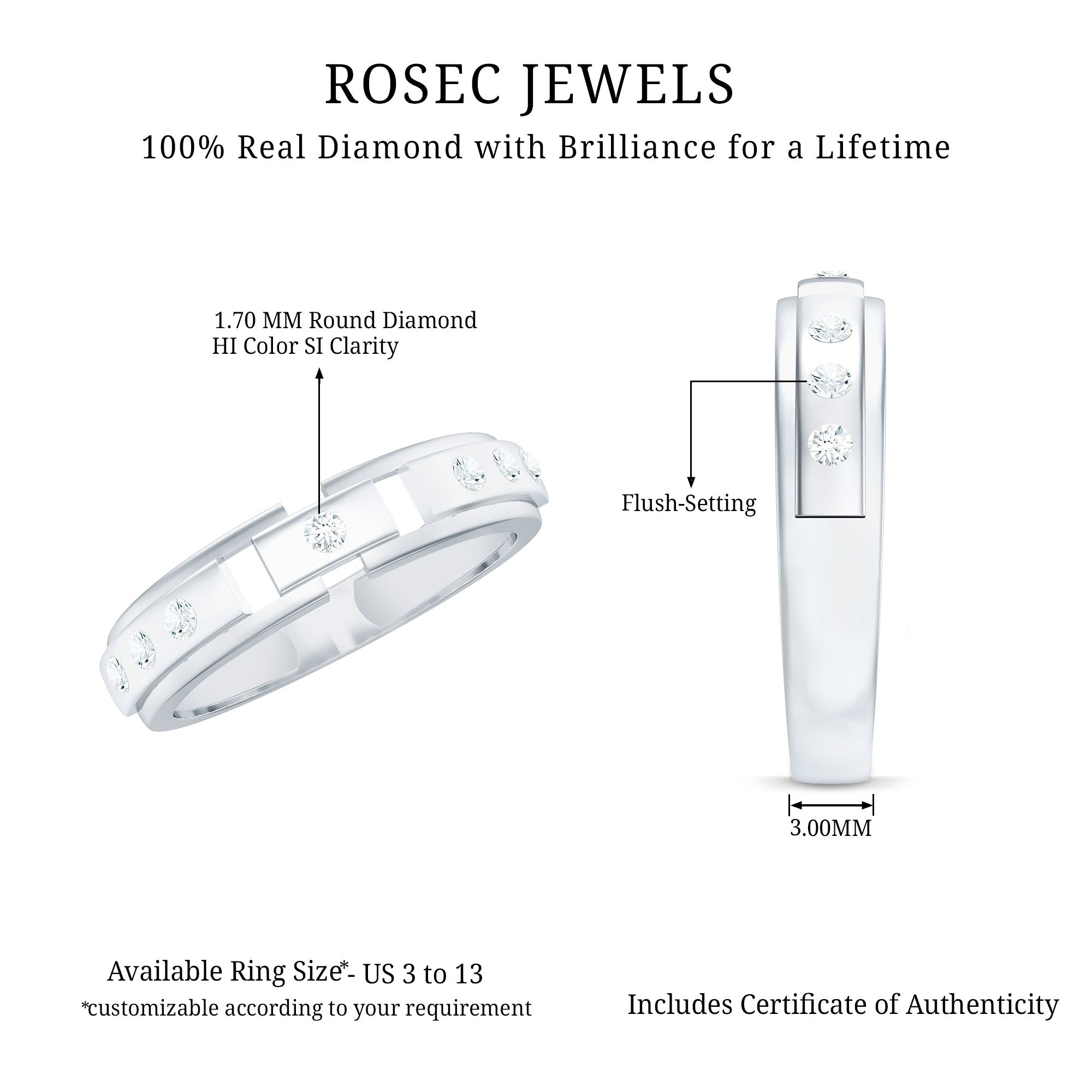 Natural Diamond Wedding Band for Men