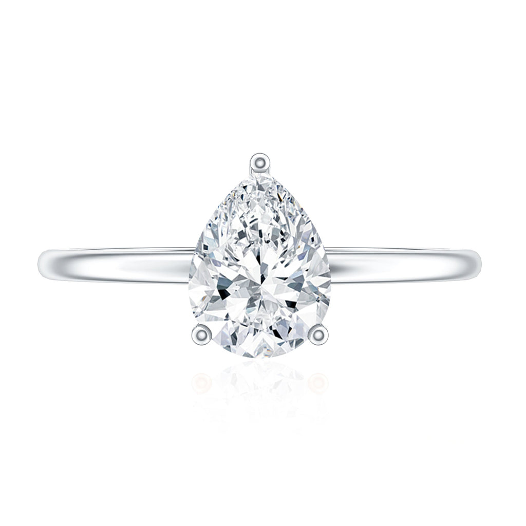 Solitaire Moissanite Teardrop Engagement Ring for Women