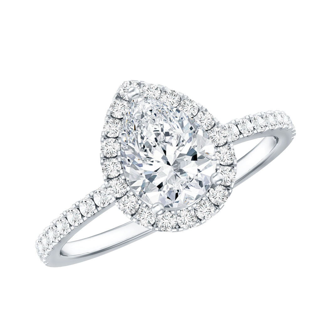 Certified Moissanite Teardrop Engagement Ring with Halo