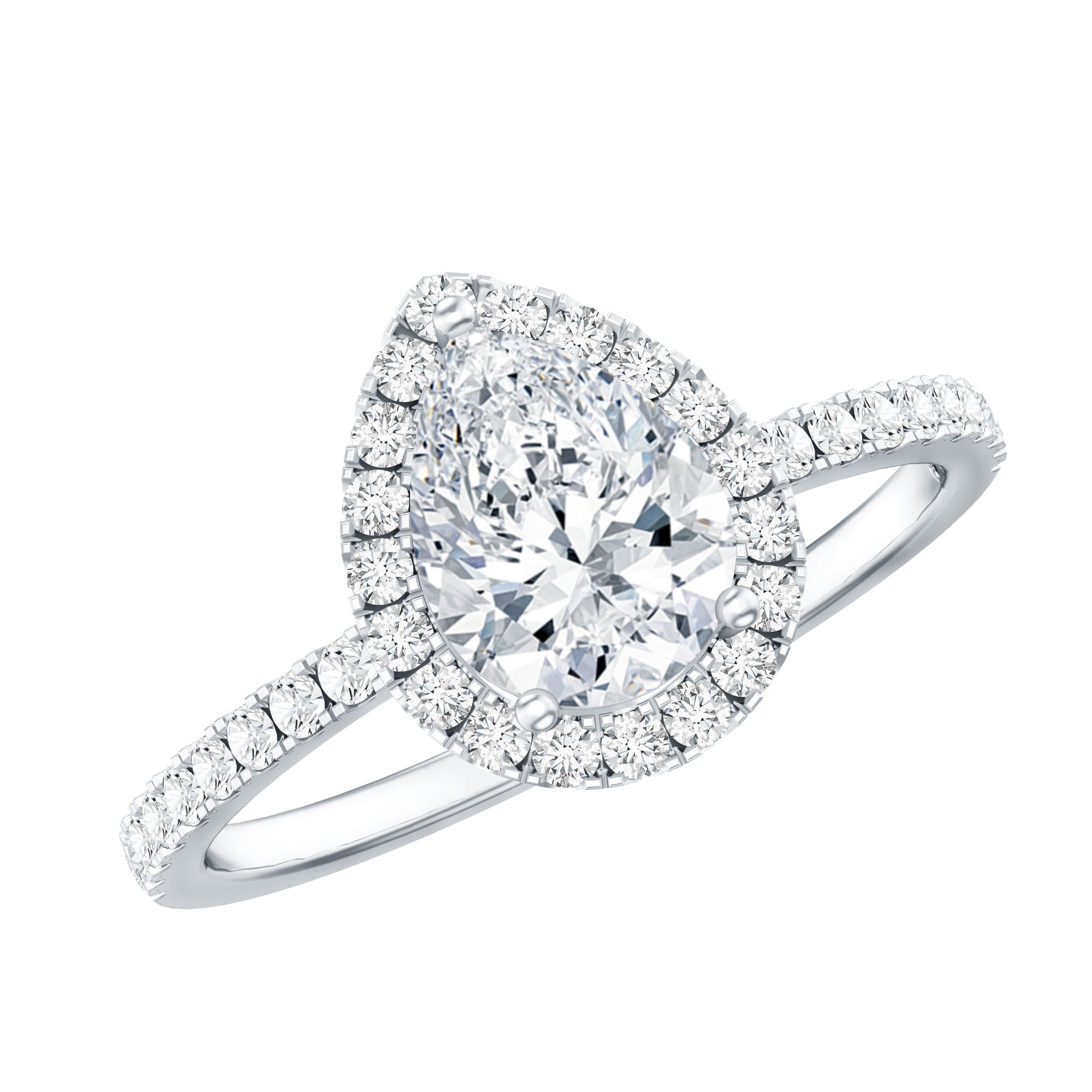 Certified Moissanite Teardrop Engagement Ring with Halo
