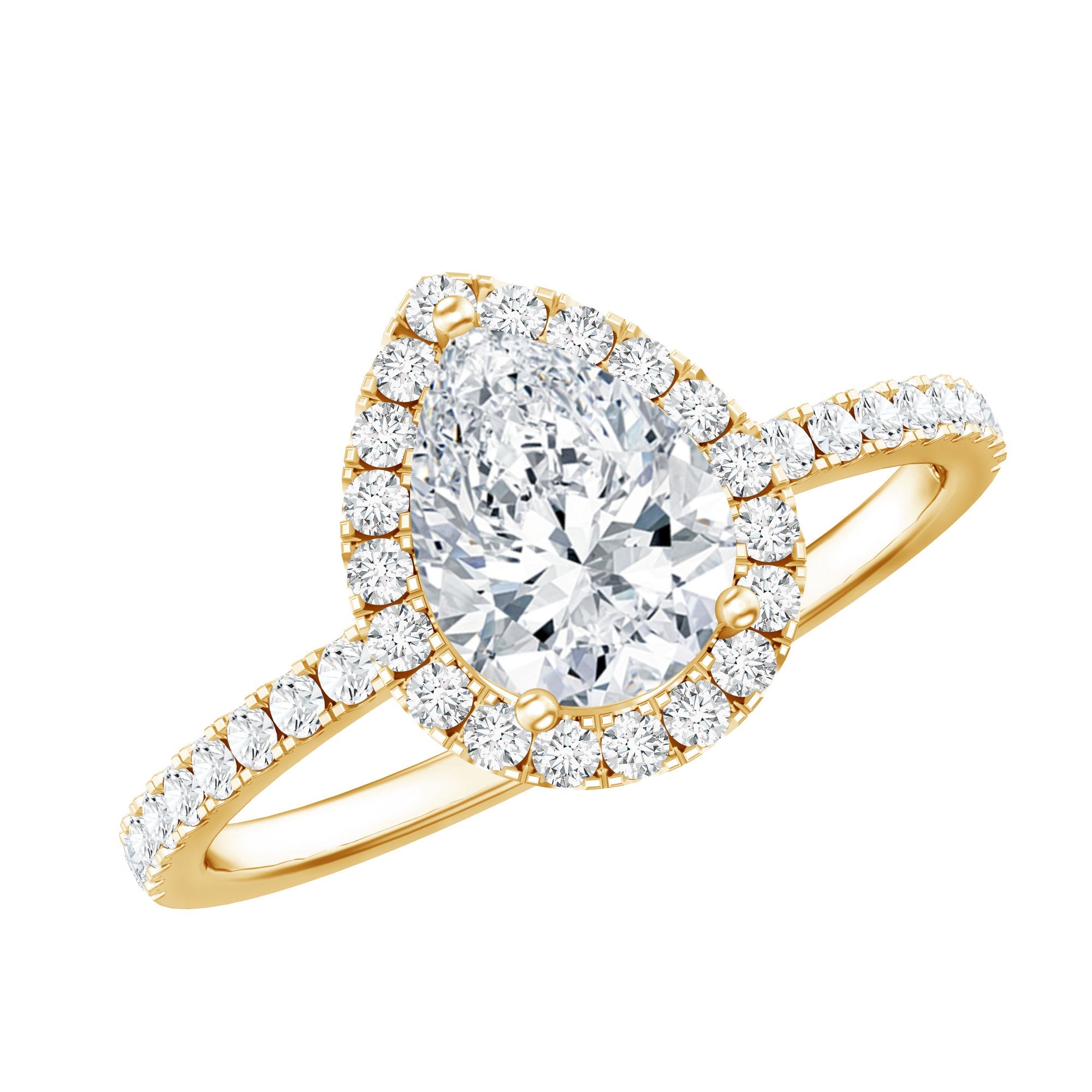 Certified Moissanite Teardrop Engagement Ring with Halo | Rings | Wiccan Center