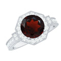 2.3 Carat Garnet Art Deco Engagement Ring with Diamond Halo