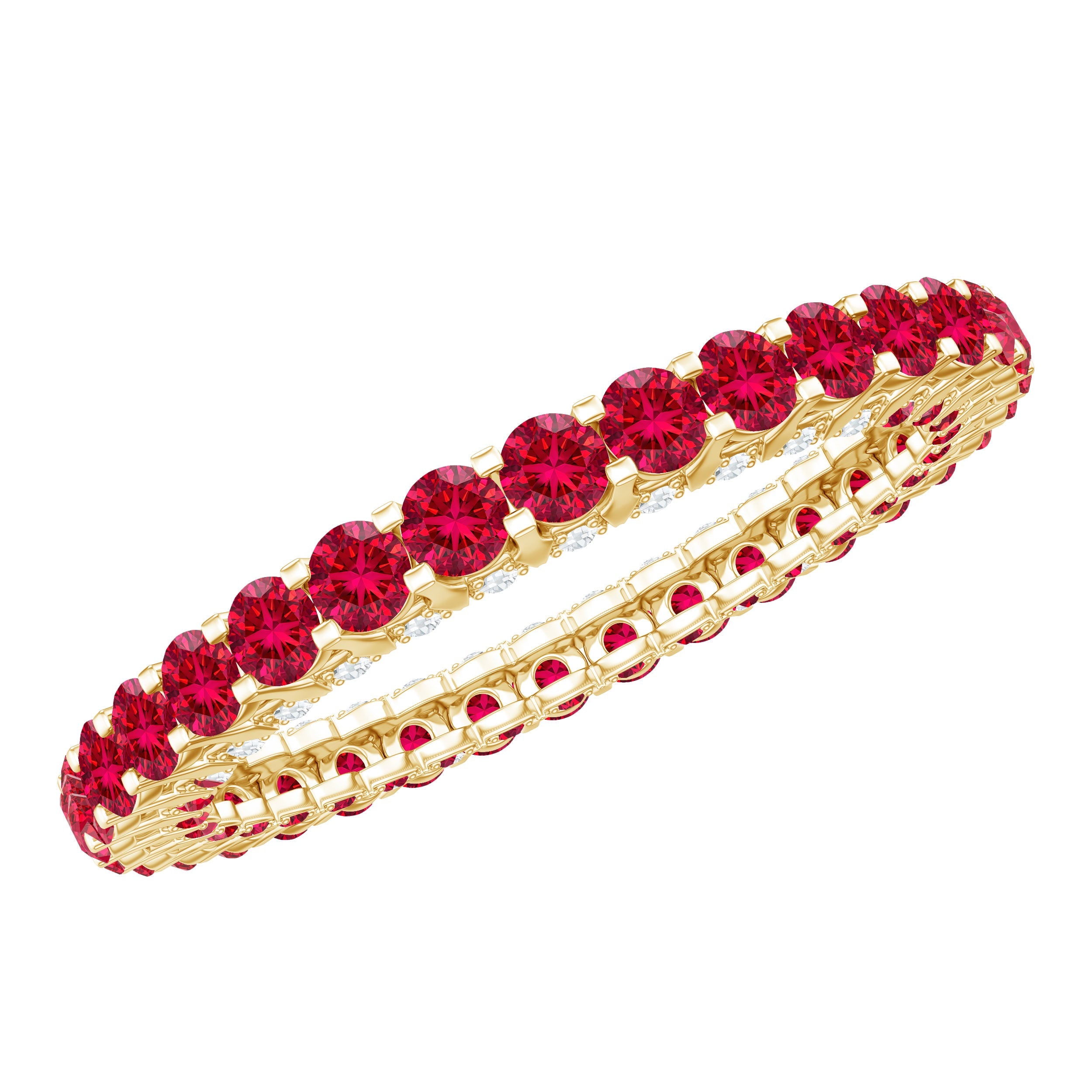 Round Shape Lab Grown Ruby and Diamond Eternity Wedding Band | Rings | Wiccan Center