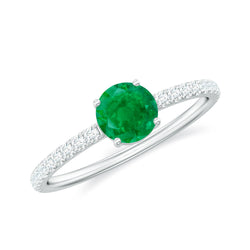Natural Emerald Promise Ring with Diamond Side Stones | Rings | Wiccan Center