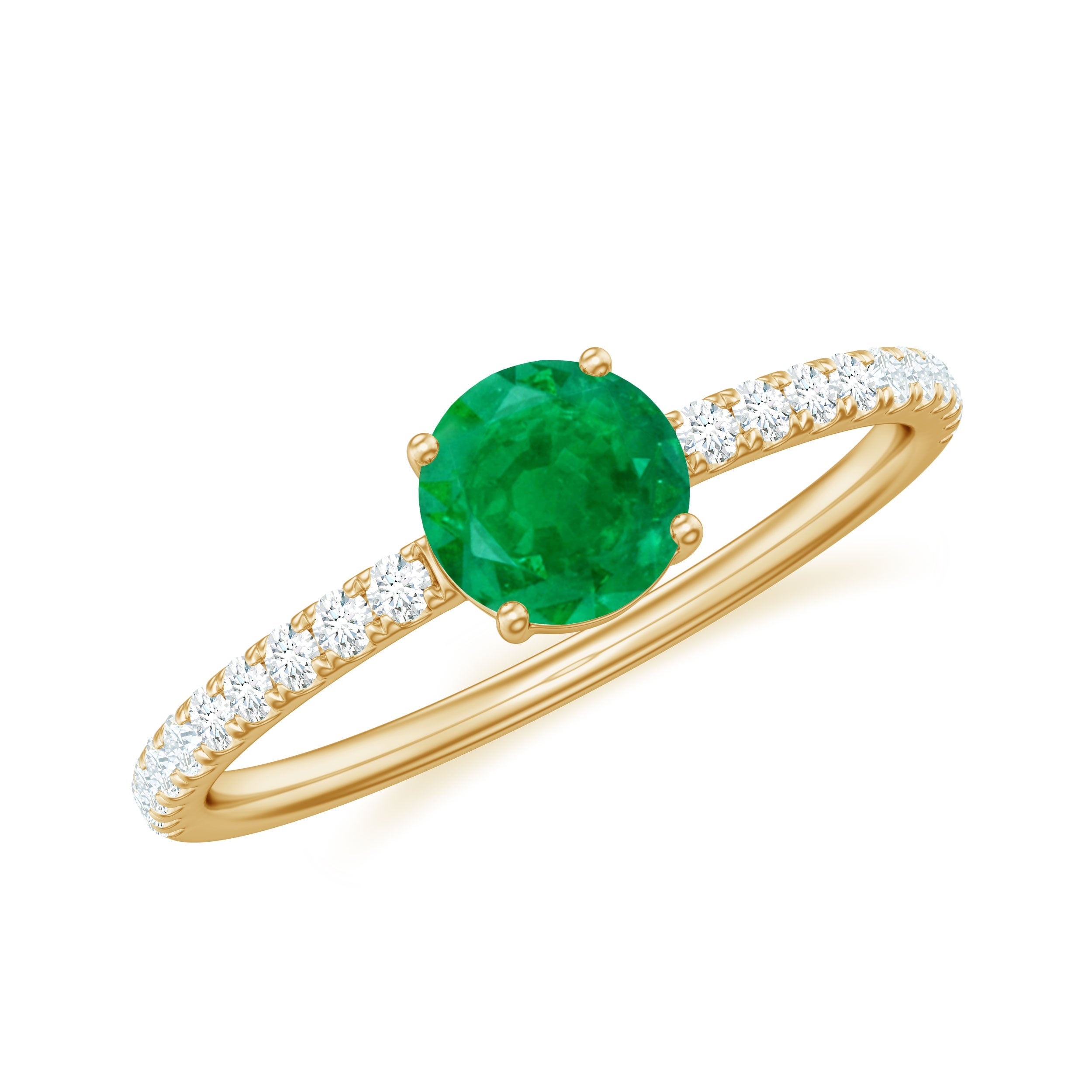 Natural Emerald Promise Ring with Diamond Side Stones | Rings | Wiccan Center