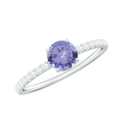Certified Real Solitaire Tanzanite Promise Ring with Diamond | Rings | Wiccan Center