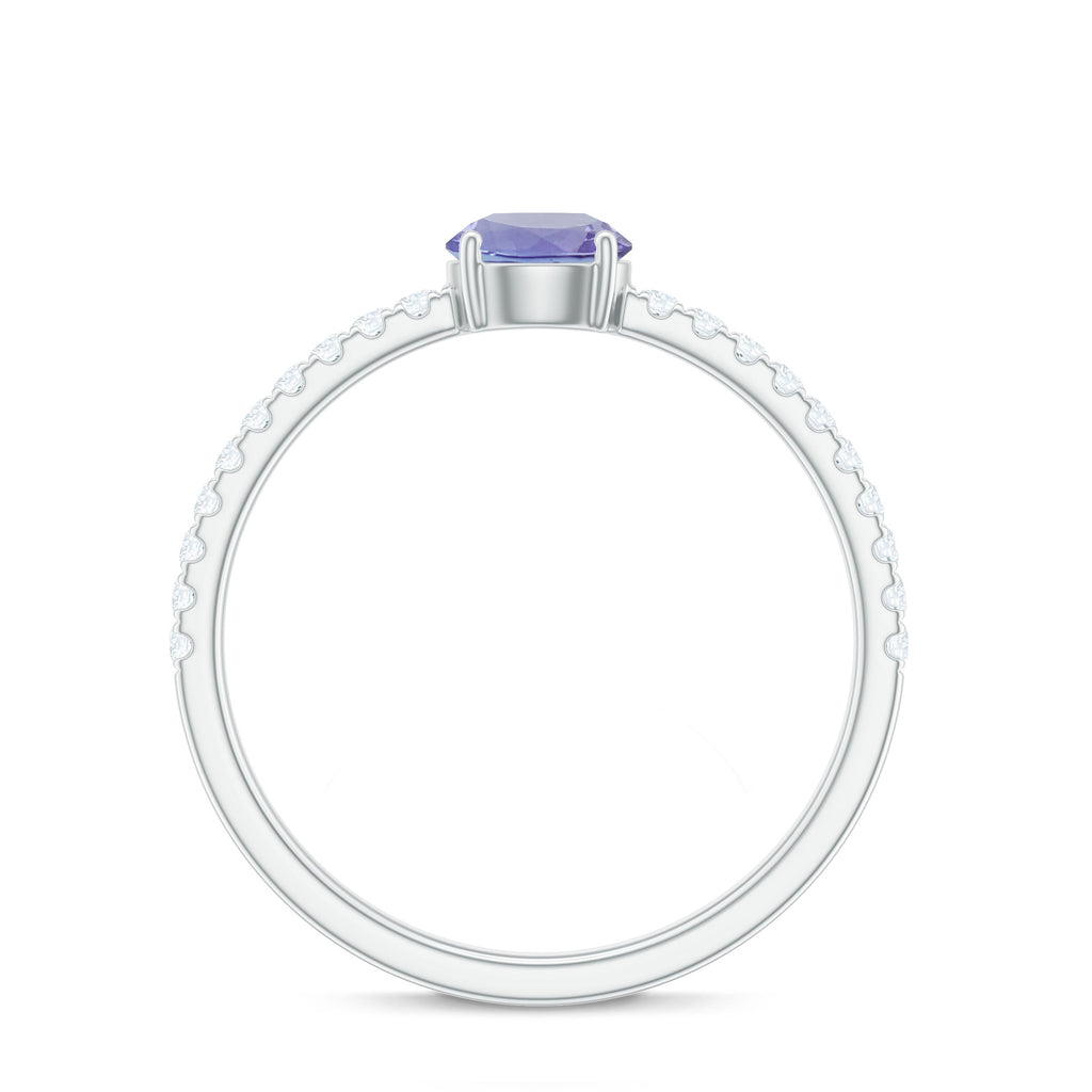 Certified Real Solitaire Tanzanite Promise Ring with Diamond