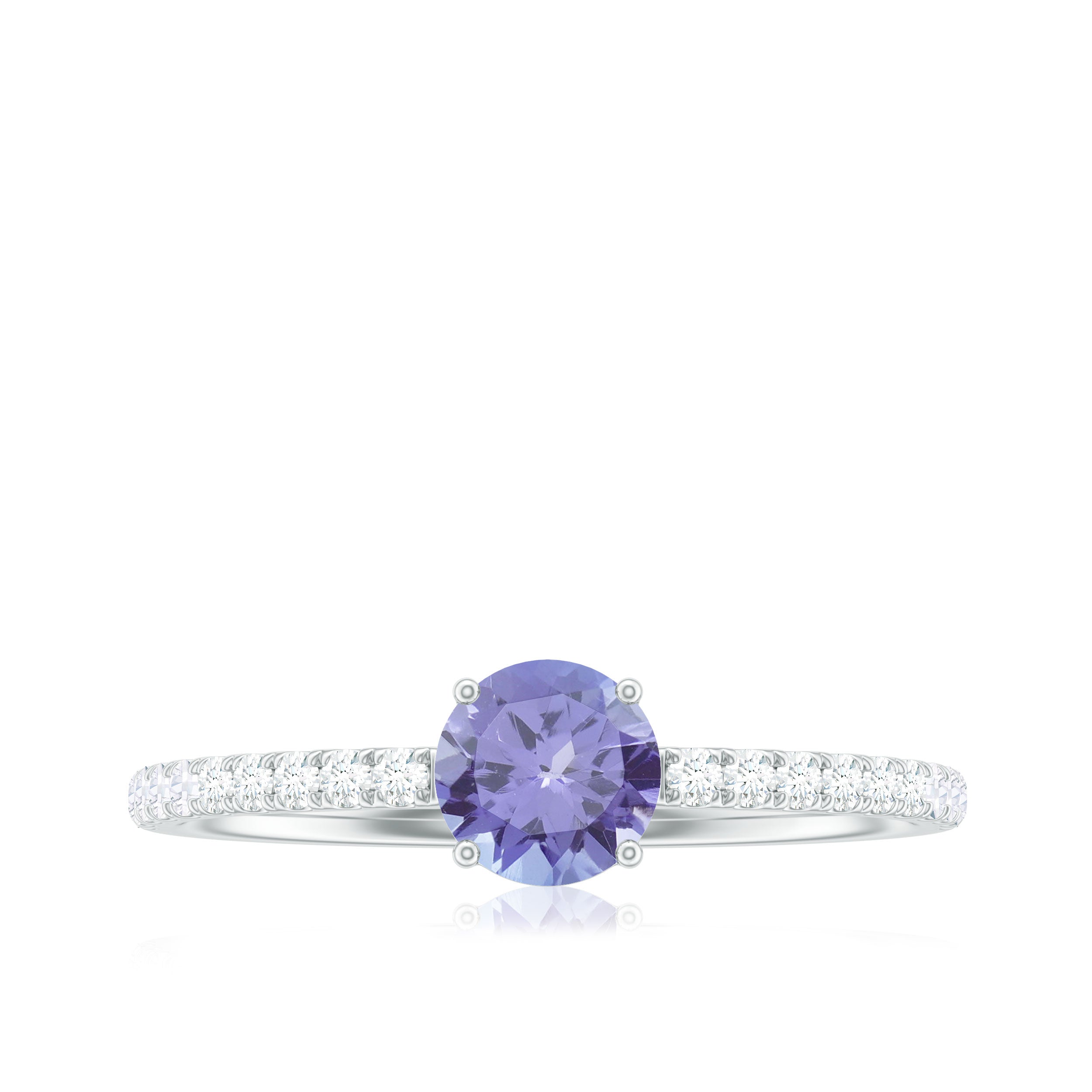 Certified Real Solitaire Tanzanite Promise Ring with Diamond