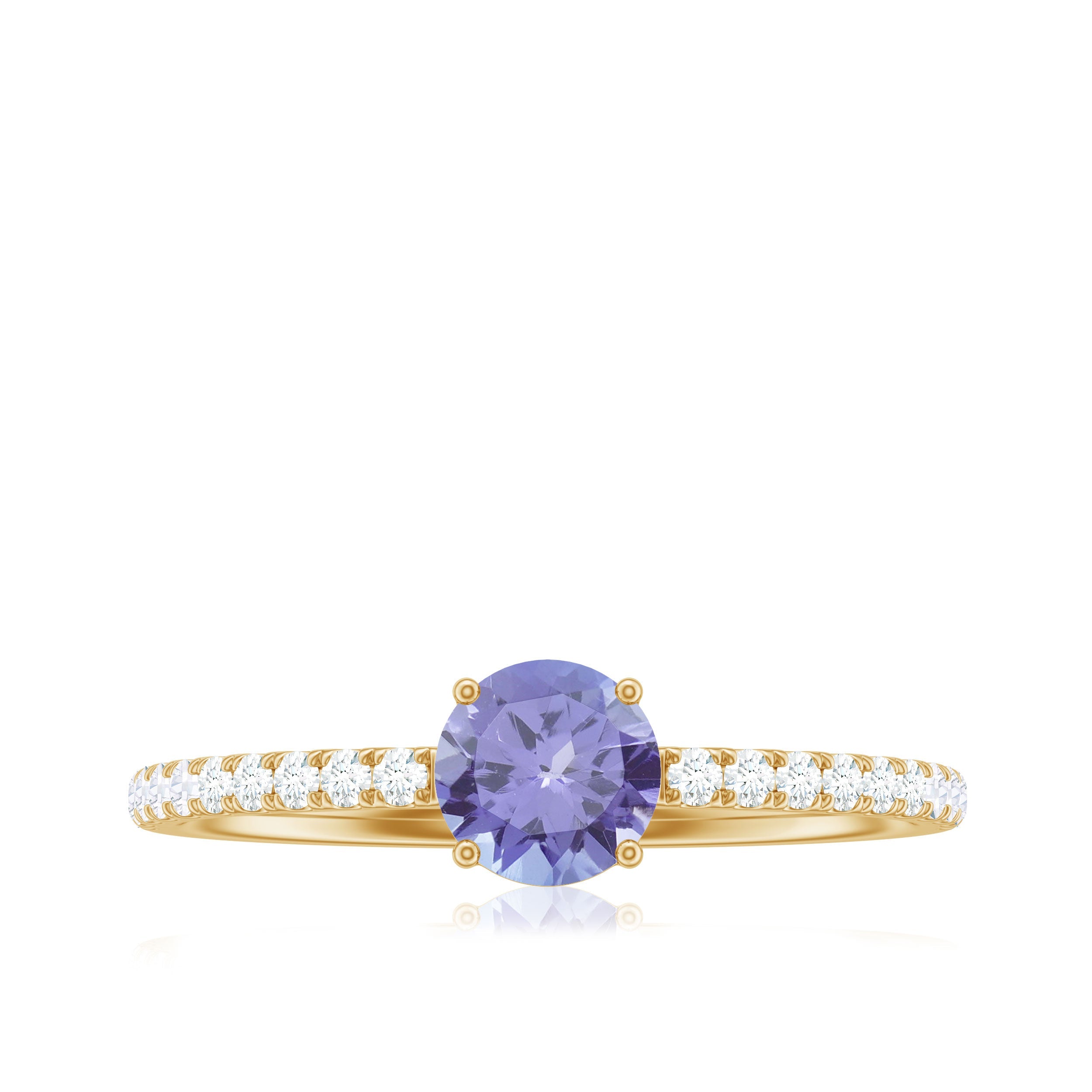 Certified Real Solitaire Tanzanite Promise Ring with Diamond