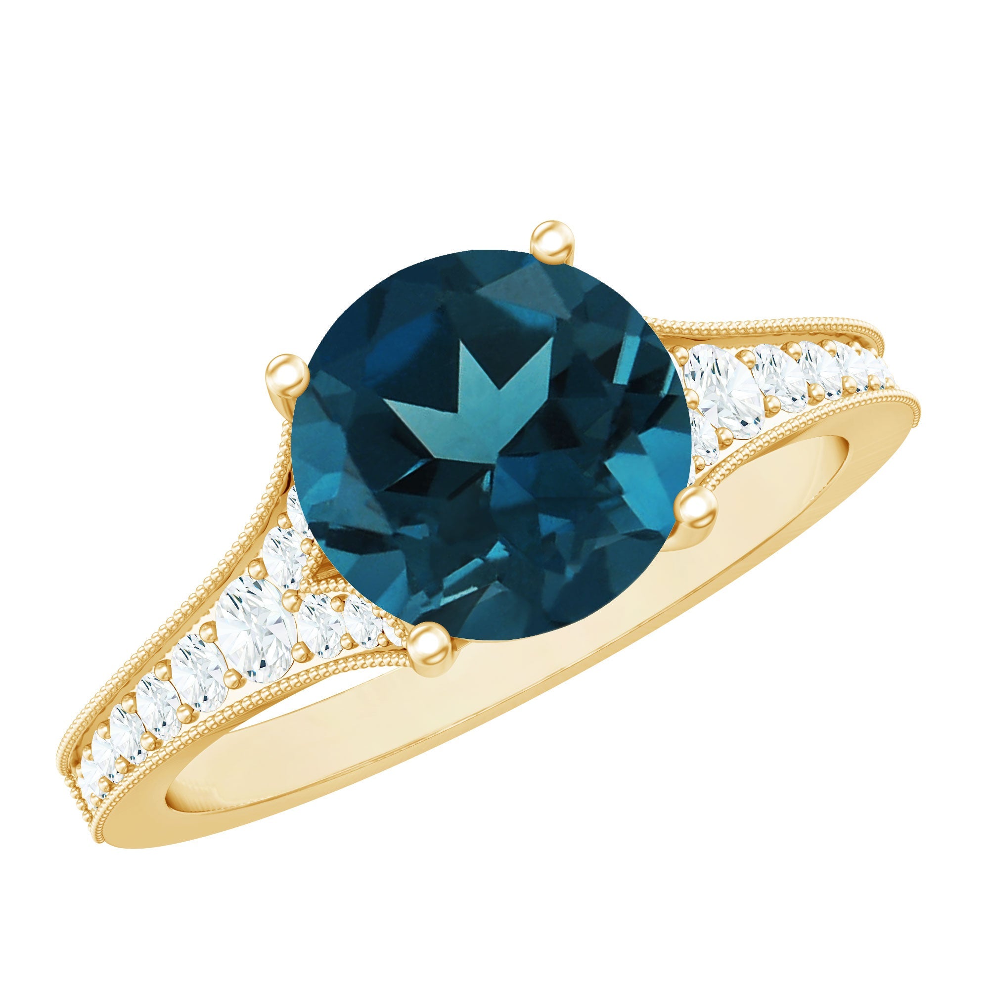 Natural London Blue Topaz and Diamond Engagement Ring | Rings | Wiccan Center