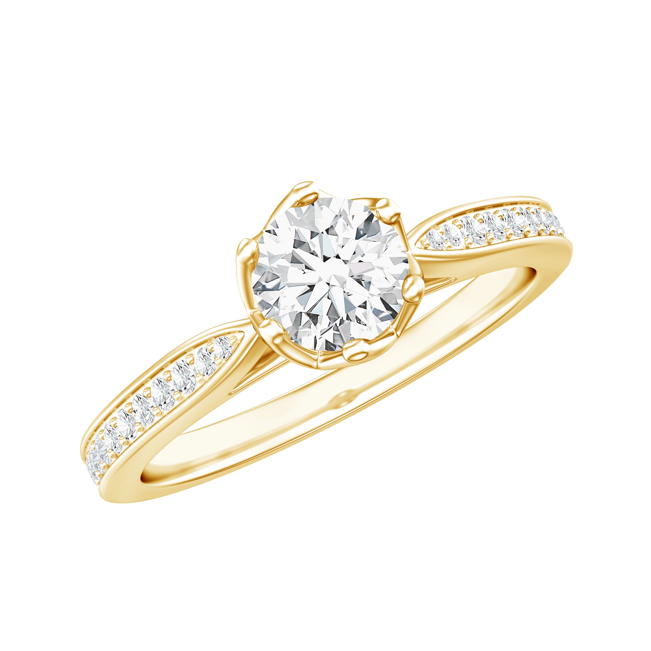Lotus Basket Set Moissanite Solitaire Engagement Ring for Women | Rings | Wiccan Center