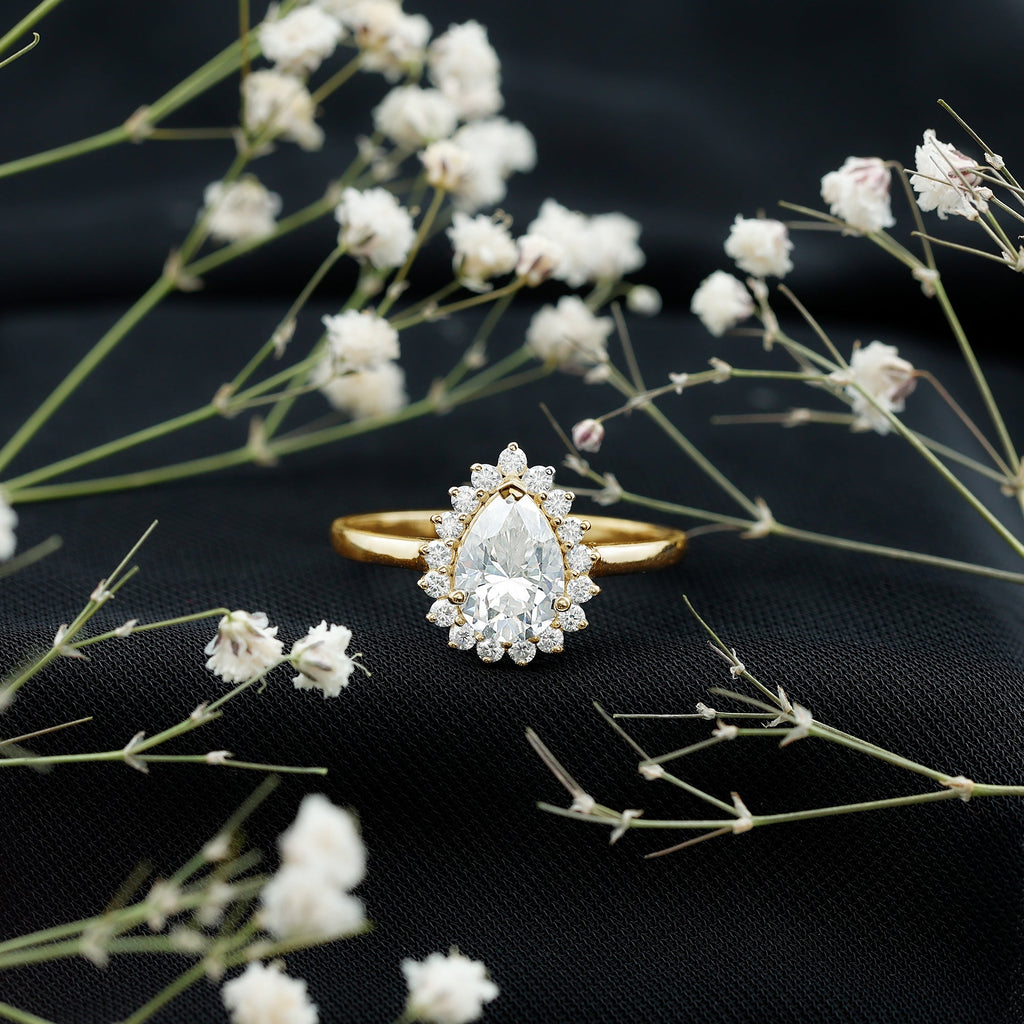 Certified Pear Cut Engagement Ring With Moissanite