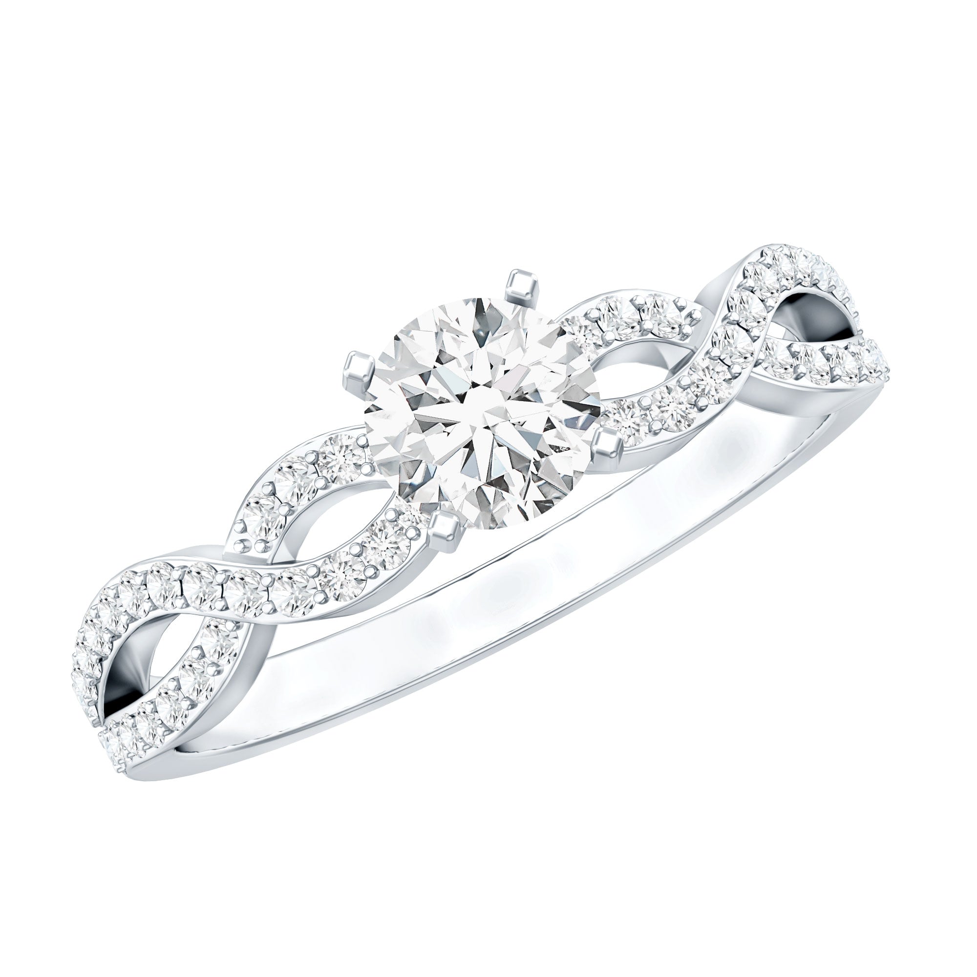 0.5 Carat Round Shape Moissanite Crossover Infinity Ring