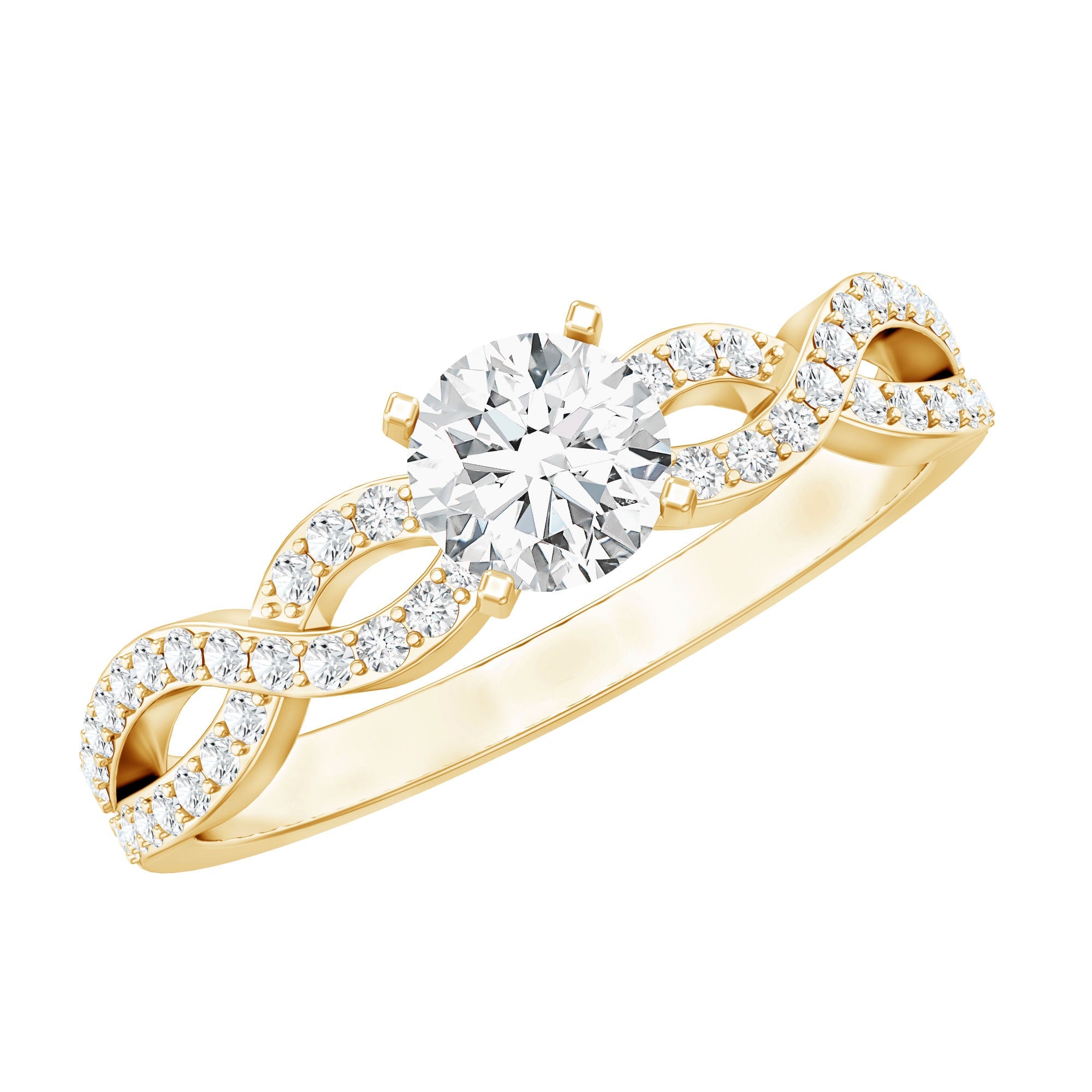 0.5 Carat Round Shape Moissanite Crossover Infinity Ring | Rings | Wiccan Center
