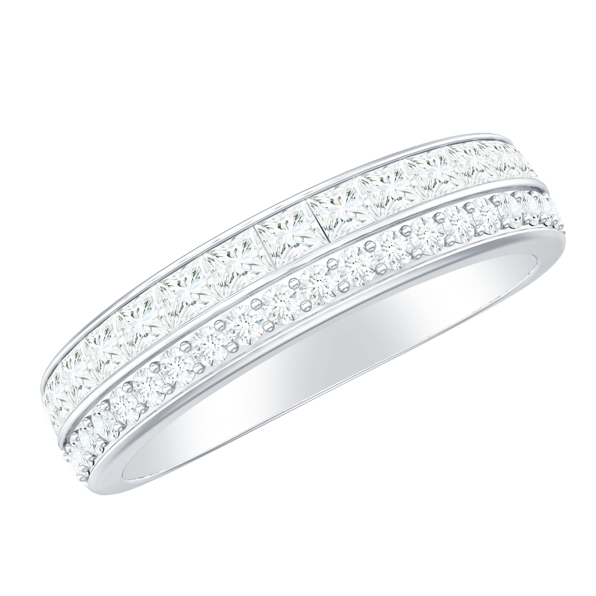Certified Real Diamond Half Eternity Wedding Band