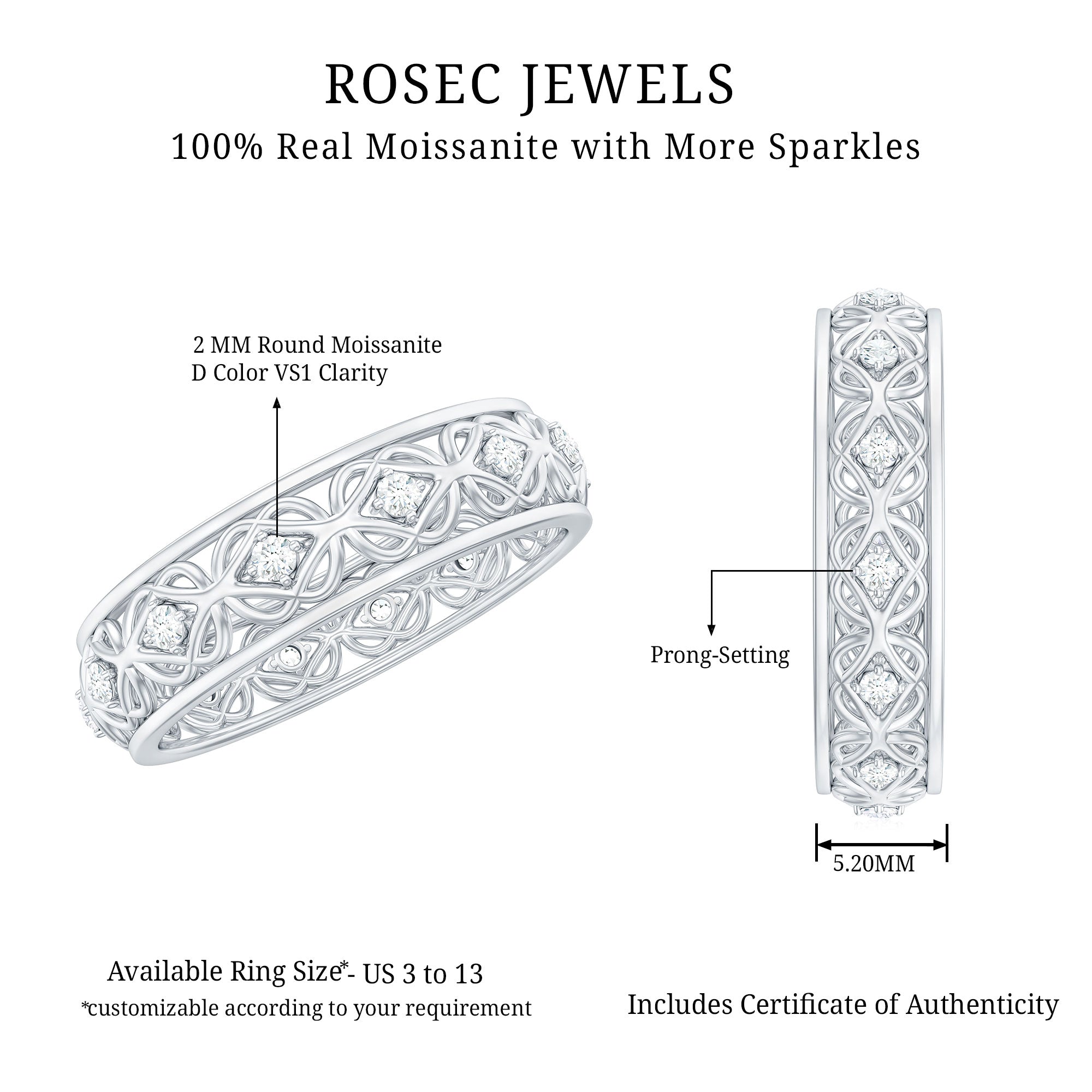 Moissanite Celtic Knot Wedding Band Ring