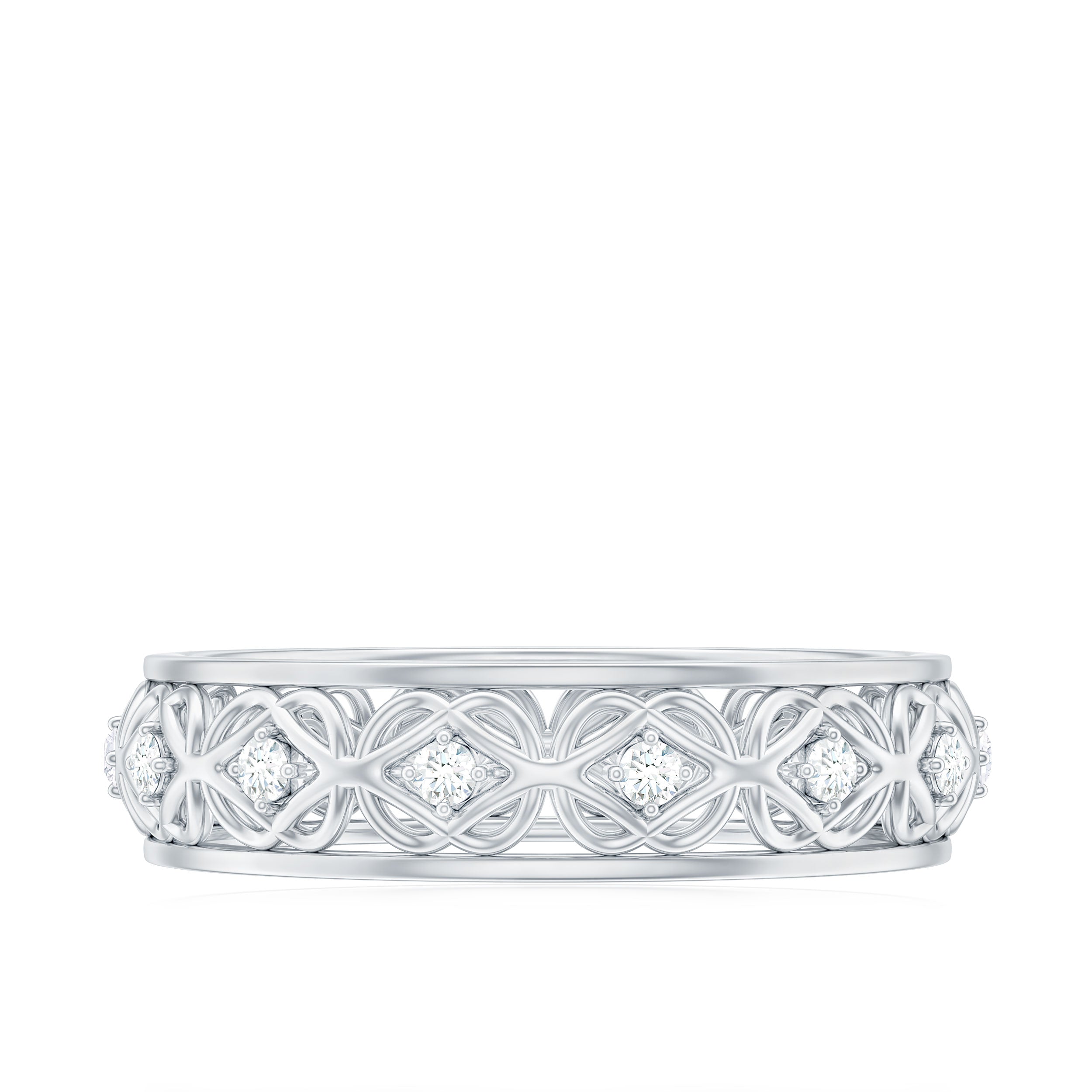 Moissanite Celtic Knot Wedding Band Ring