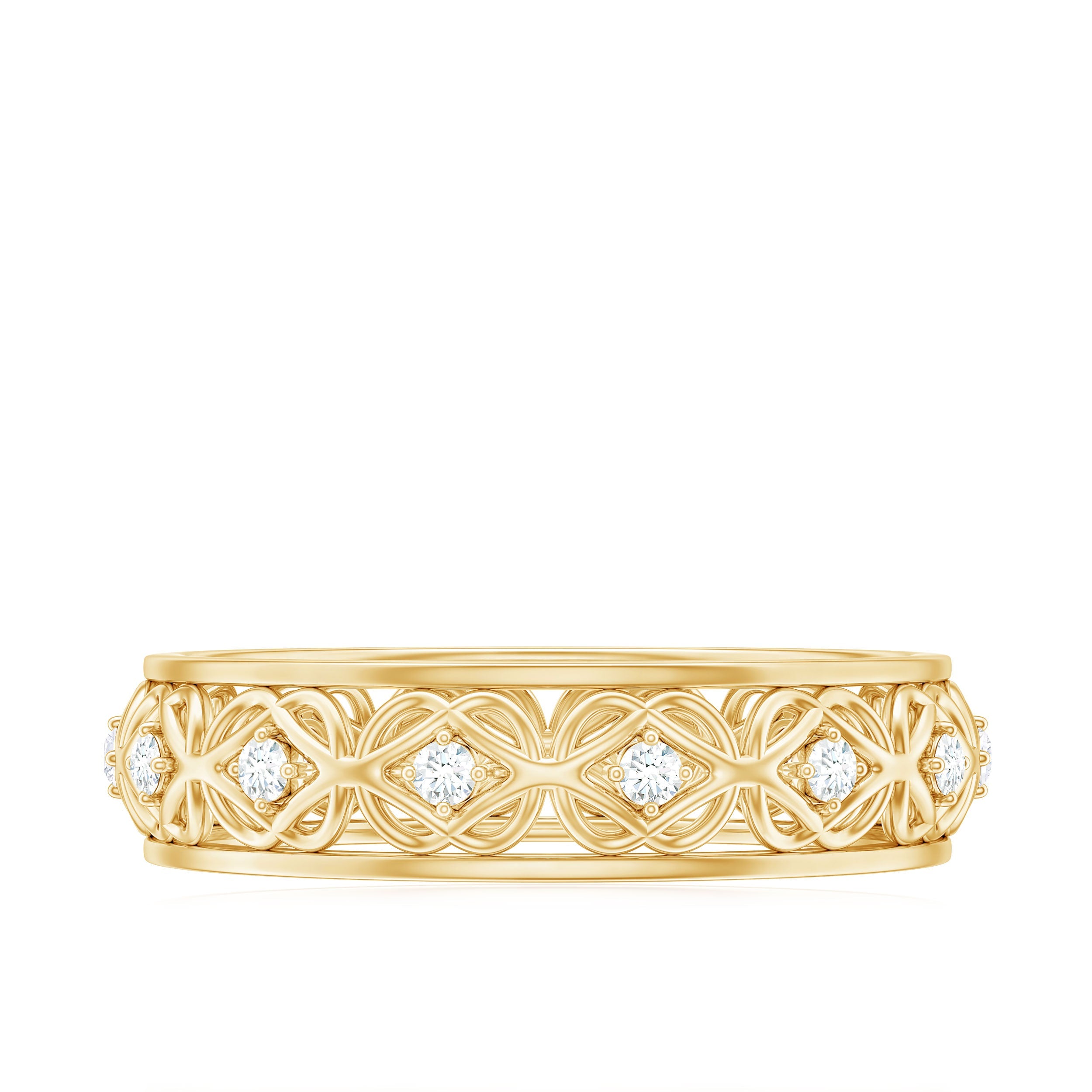 Moissanite Celtic Knot Wedding Band Ring