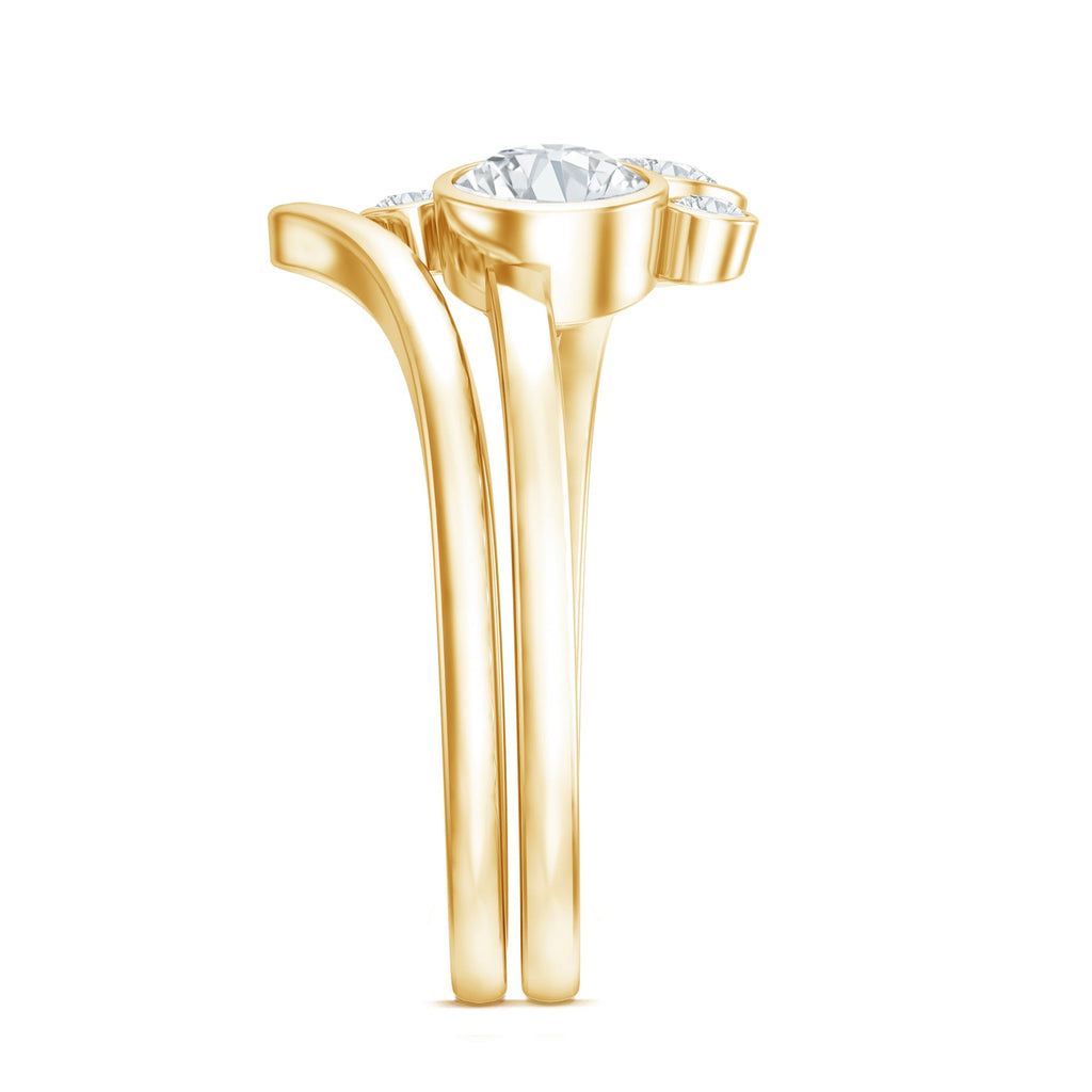 Round Moissanite Cluster Bridal Ring Set for Women