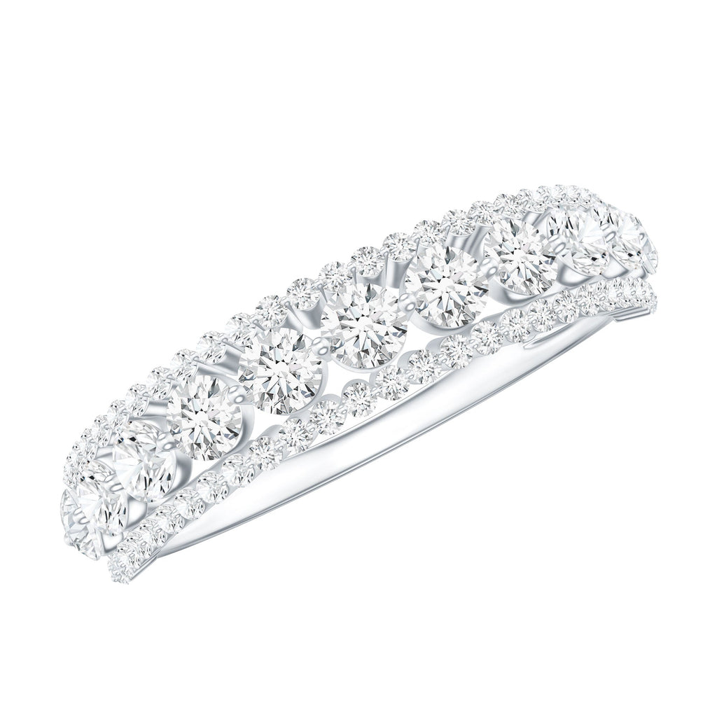 Round Shape Moissanite Half Eternity Wedding Band