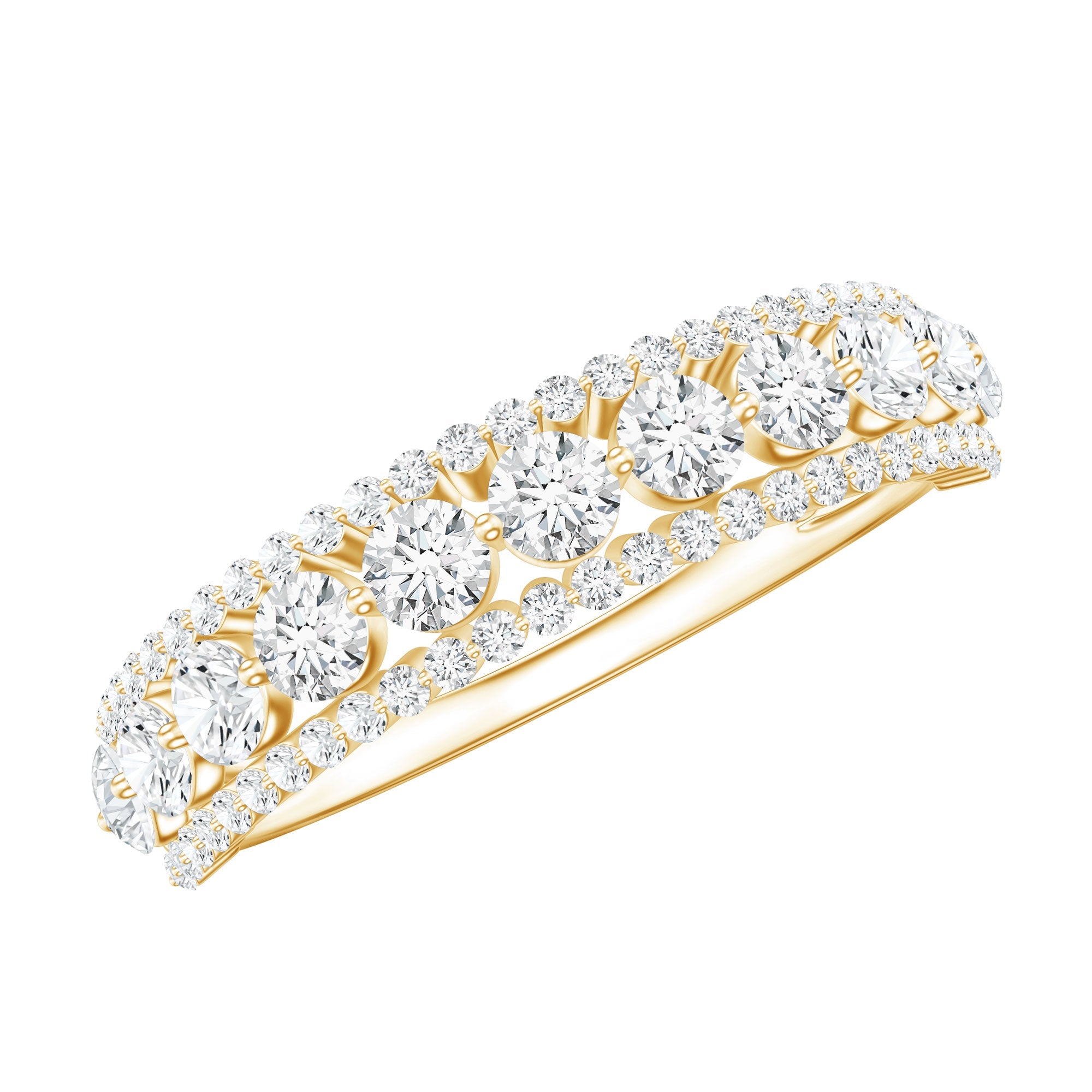 Round Shape Moissanite Half Eternity Wedding Band | Rings | Wiccan Center