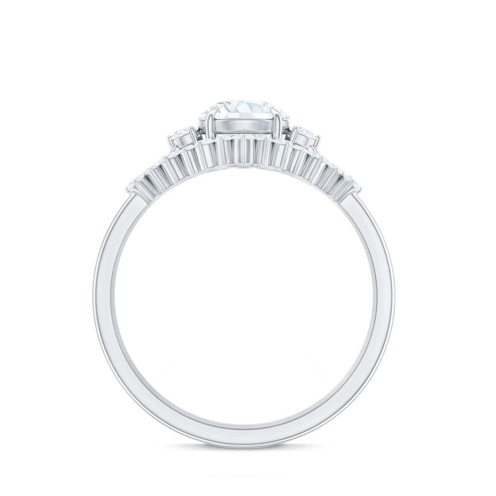 0.9 Carat Vintage Inspired Moissanite 3 Piece Wedding Ring Sets