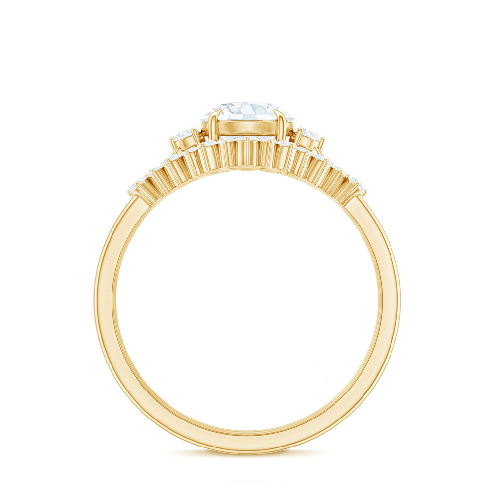 0.9 Carat Vintage Inspired Moissanite 3 Piece Wedding Ring Sets