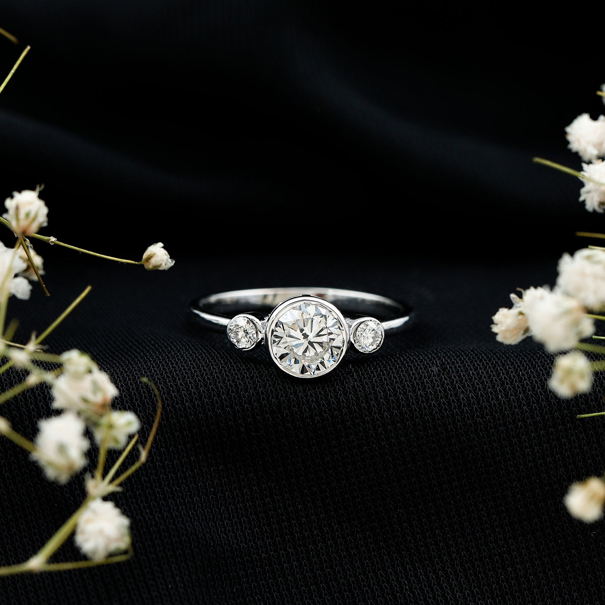 Bezel Set Moissanite Solitaire Engagement Ring
