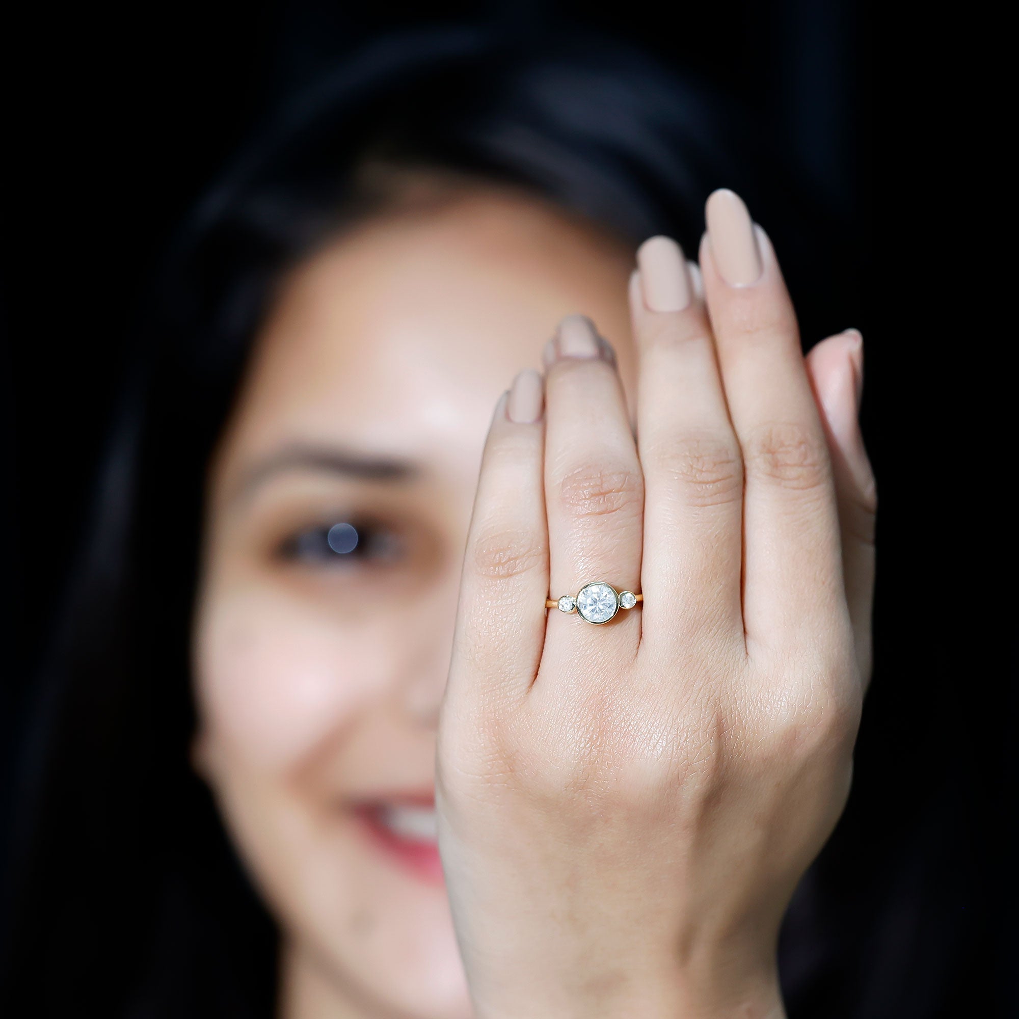 Bezel Set Moissanite Solitaire Engagement Ring