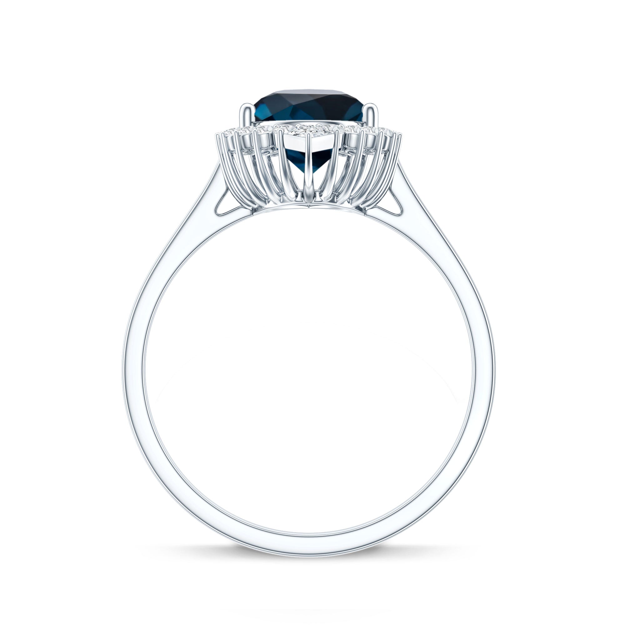 Pear Shaped London Blue Topaz and Diamond Statement Engagement Ring
