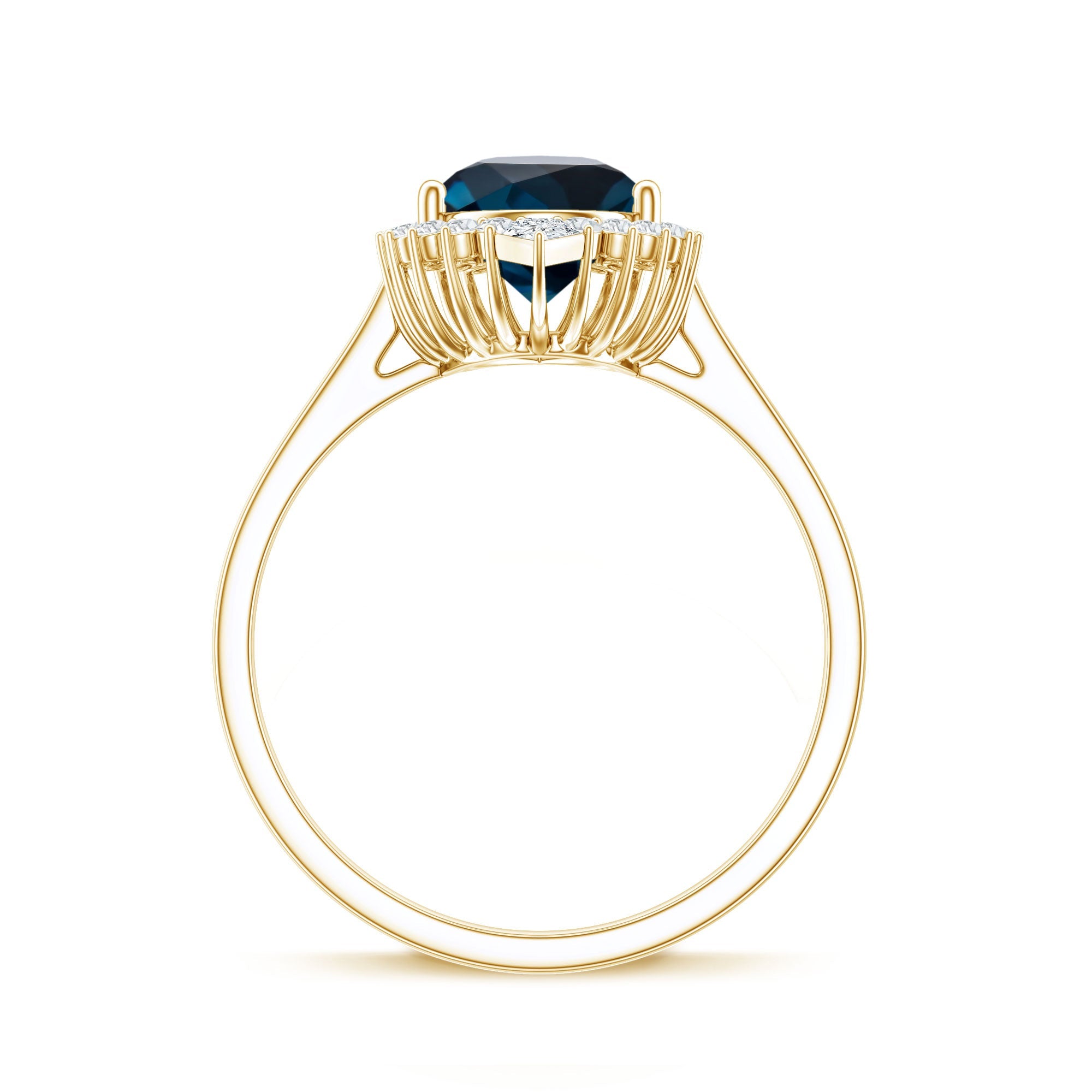 Pear Shaped London Blue Topaz and Diamond Statement Engagement Ring