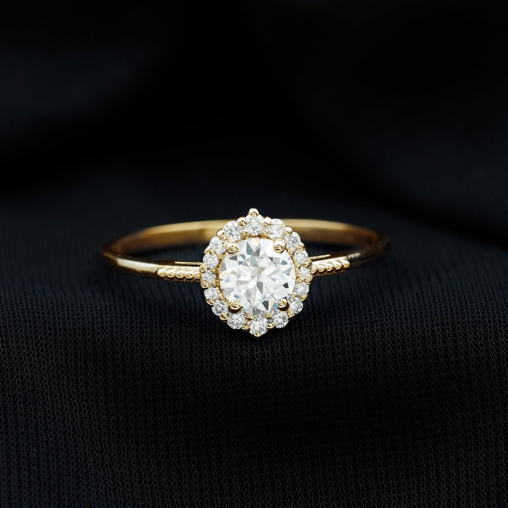Certified Moissanite Halo Engagement Ring for Women