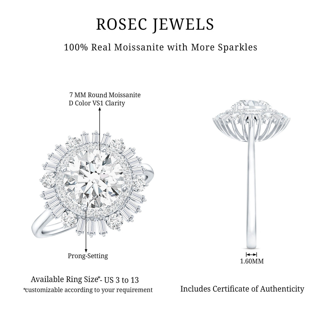 Certified Moissanite Double Halo Engagement Ring for Women