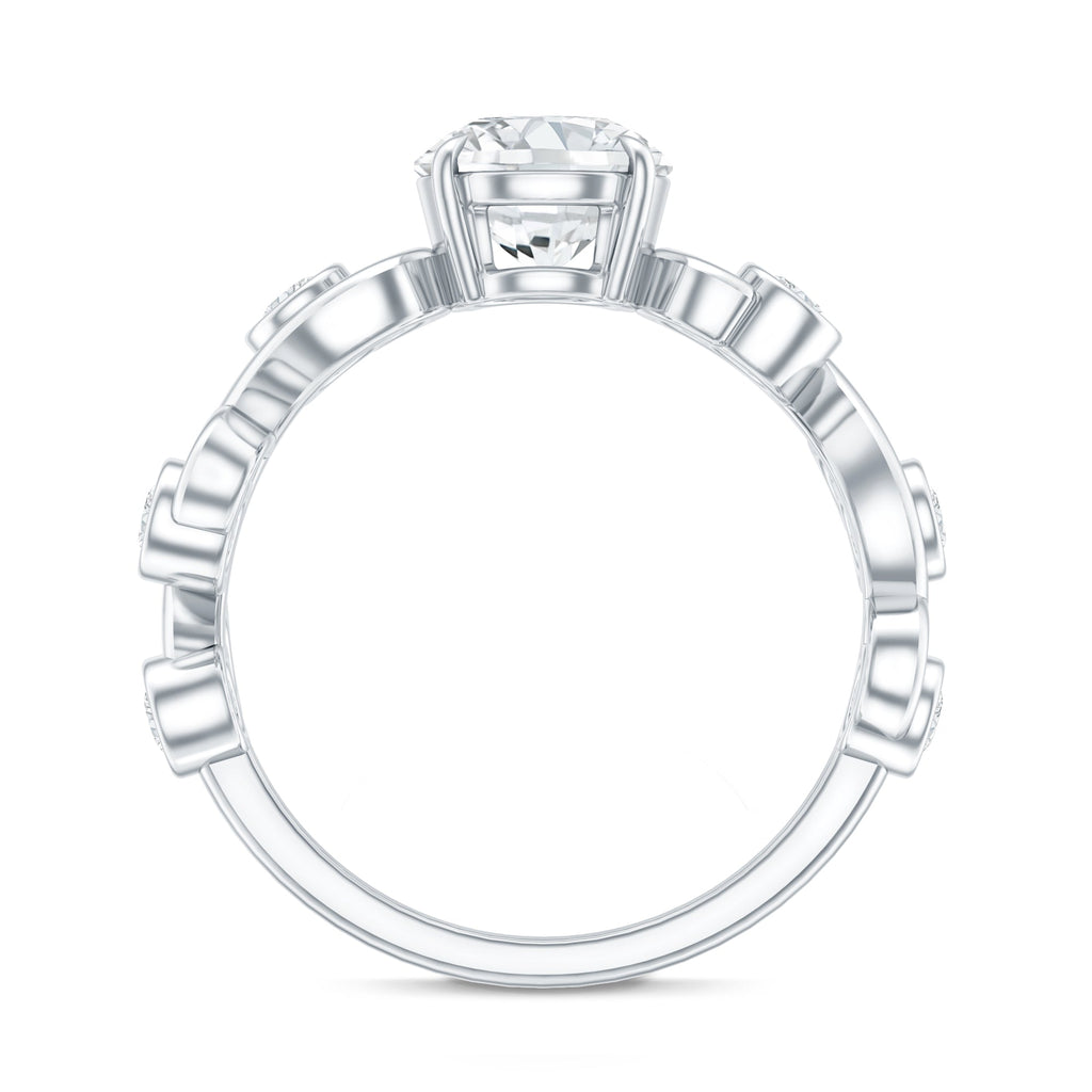 Certified Moissanite Engagement Ring with Ivy Scroll Shank