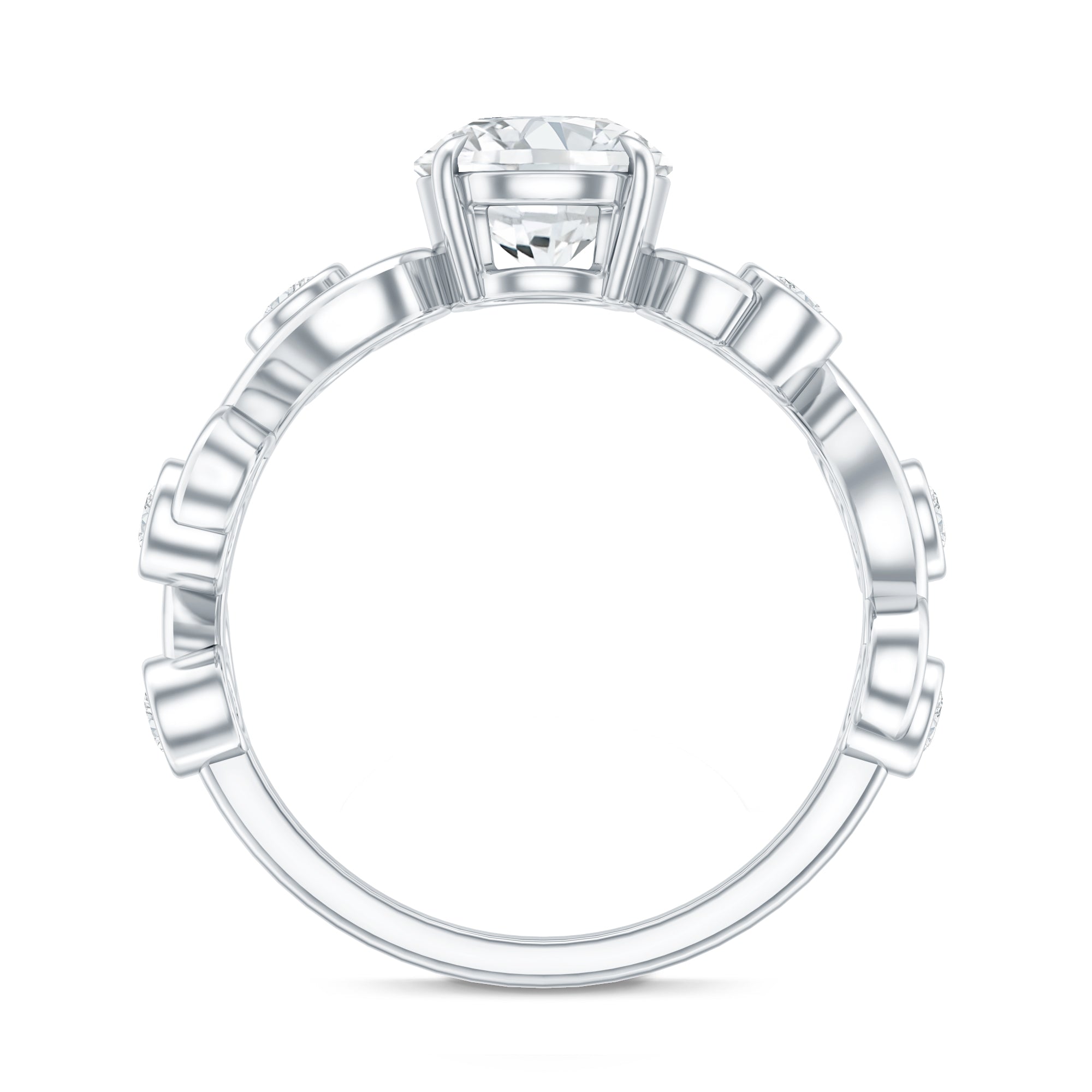 Certified Moissanite Engagement Ring with Ivy Scroll Shank