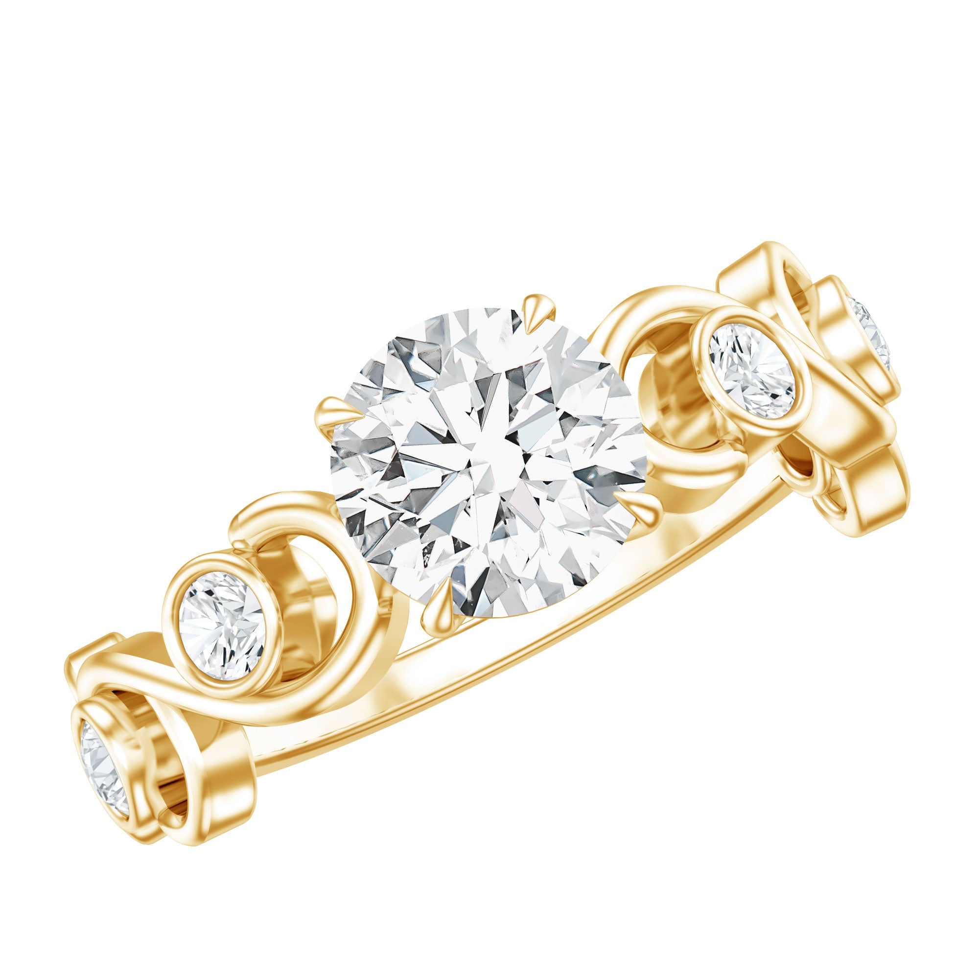 Certified Moissanite Engagement Ring with Ivy Scroll Shank | Rings | Wiccan Center