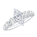 Marquise Cut Moissanite Engagement Ring with Side Stones