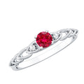 Lab Grown Ruby Designer Promise Ring with Diamond