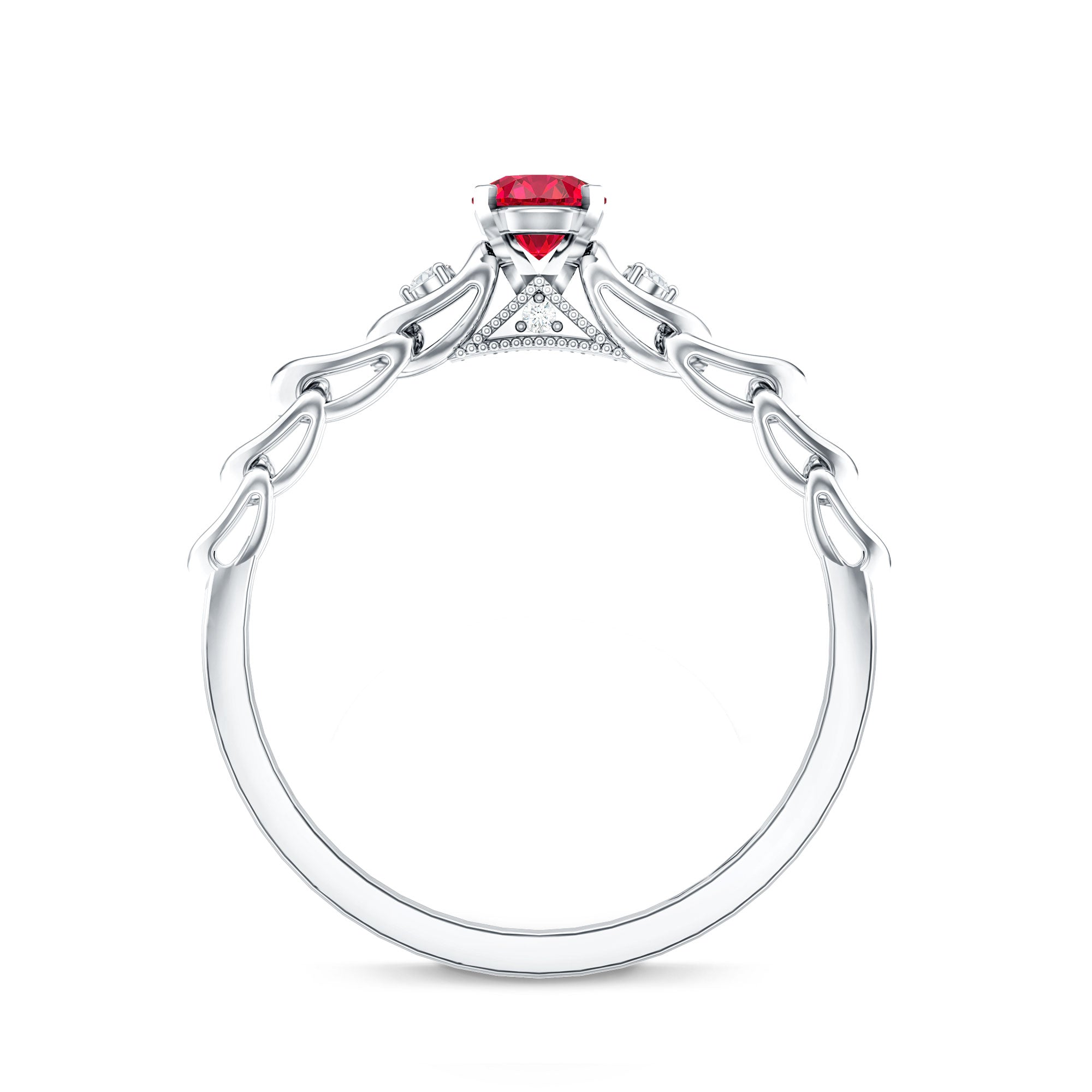 Lab Grown Ruby Designer Promise Ring with Diamond