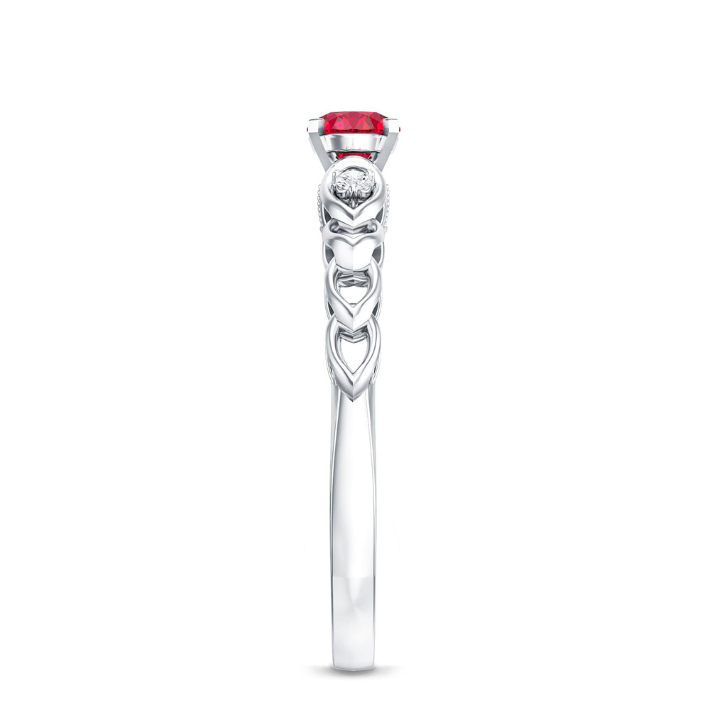 Lab Grown Ruby Designer Promise Ring with Diamond