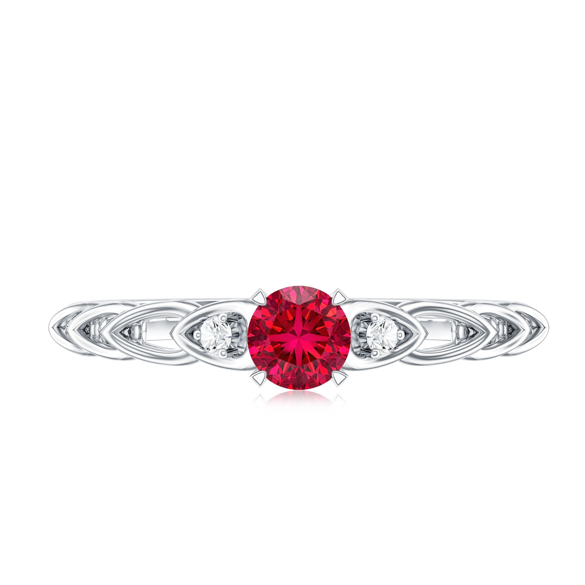 Lab Grown Ruby Designer Promise Ring with Diamond