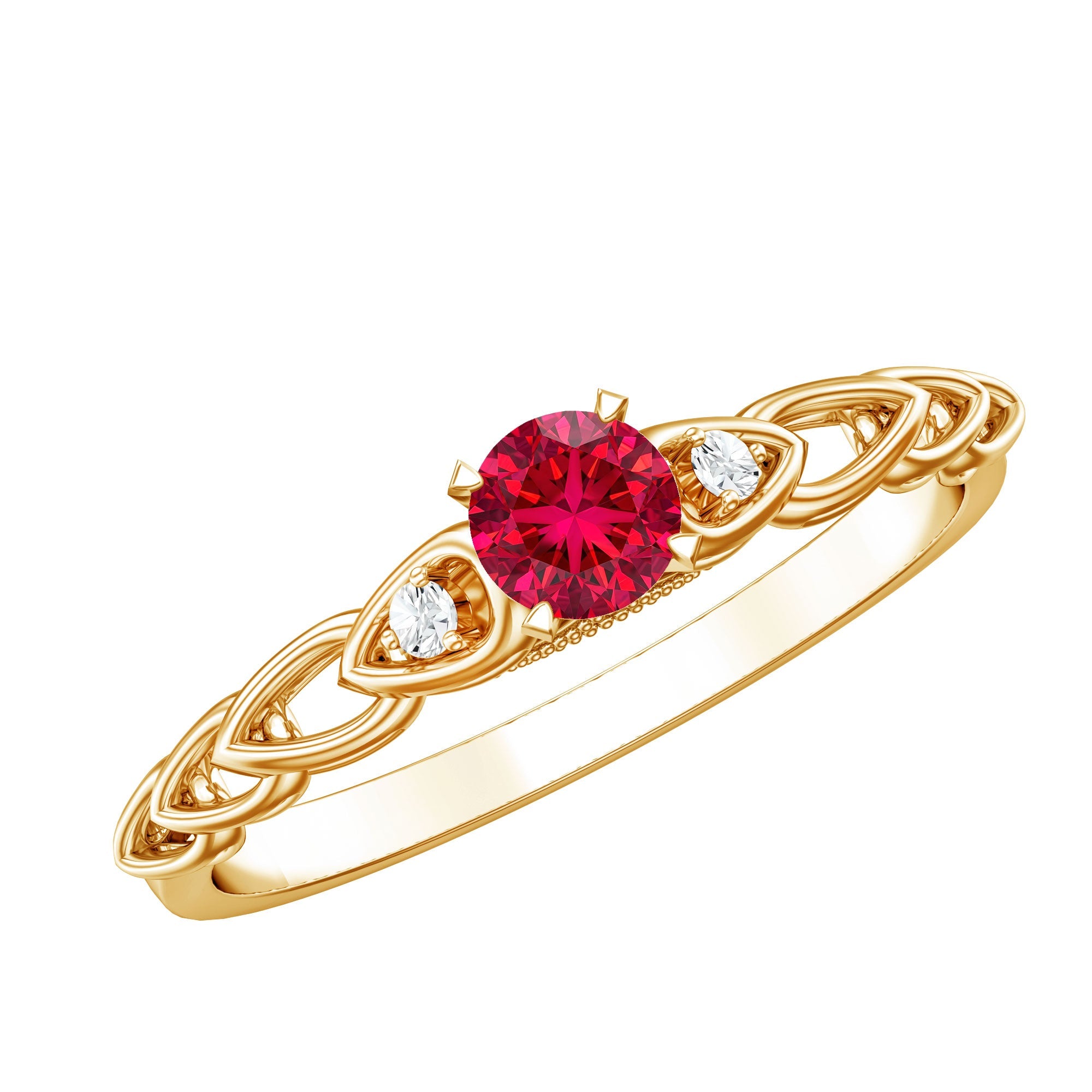 Lab Grown Ruby Designer Promise Ring with Diamond | Rings | Wiccan Center