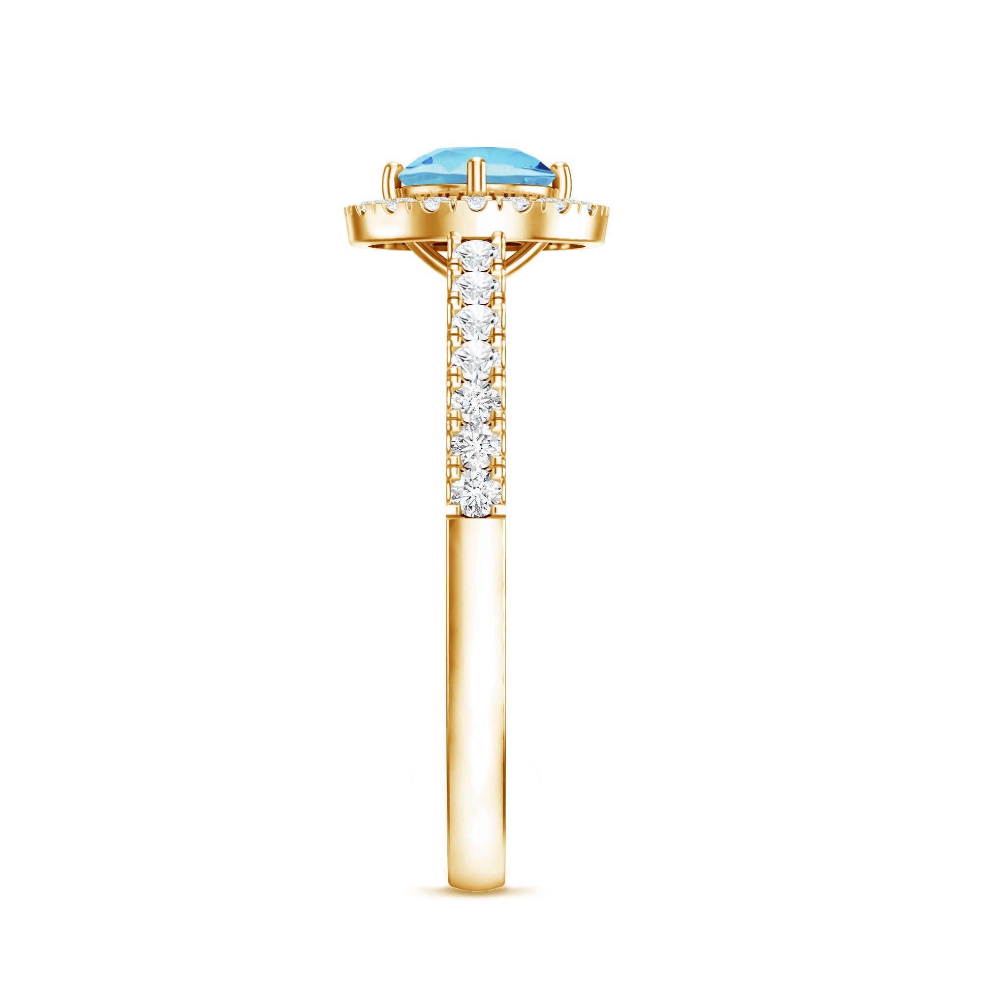 Certified Natural Aquamarine Engagement Ring with Diamond Halo