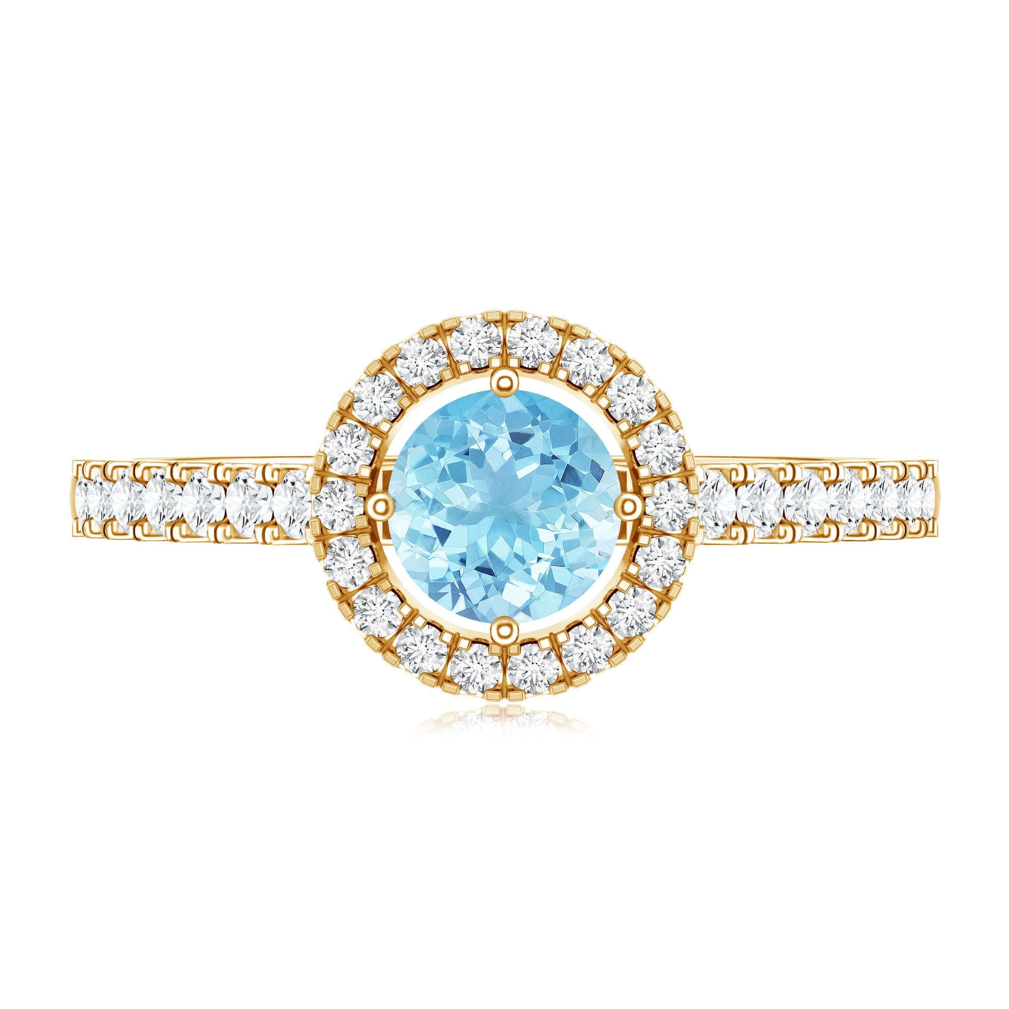 Certified Natural Aquamarine Engagement Ring with Diamond Halo