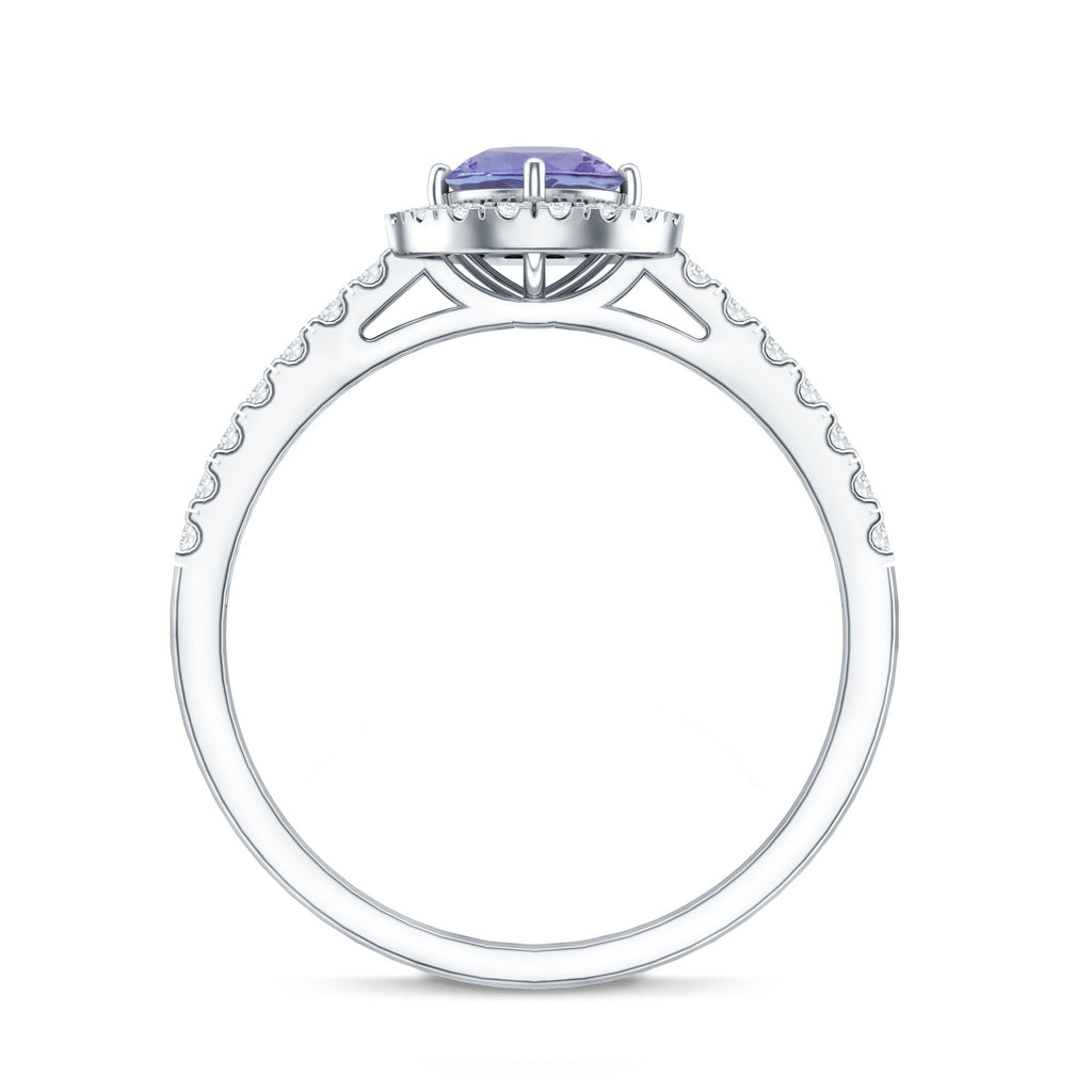 Natural Tanzanite and Diamond Promise Ring for Engagement