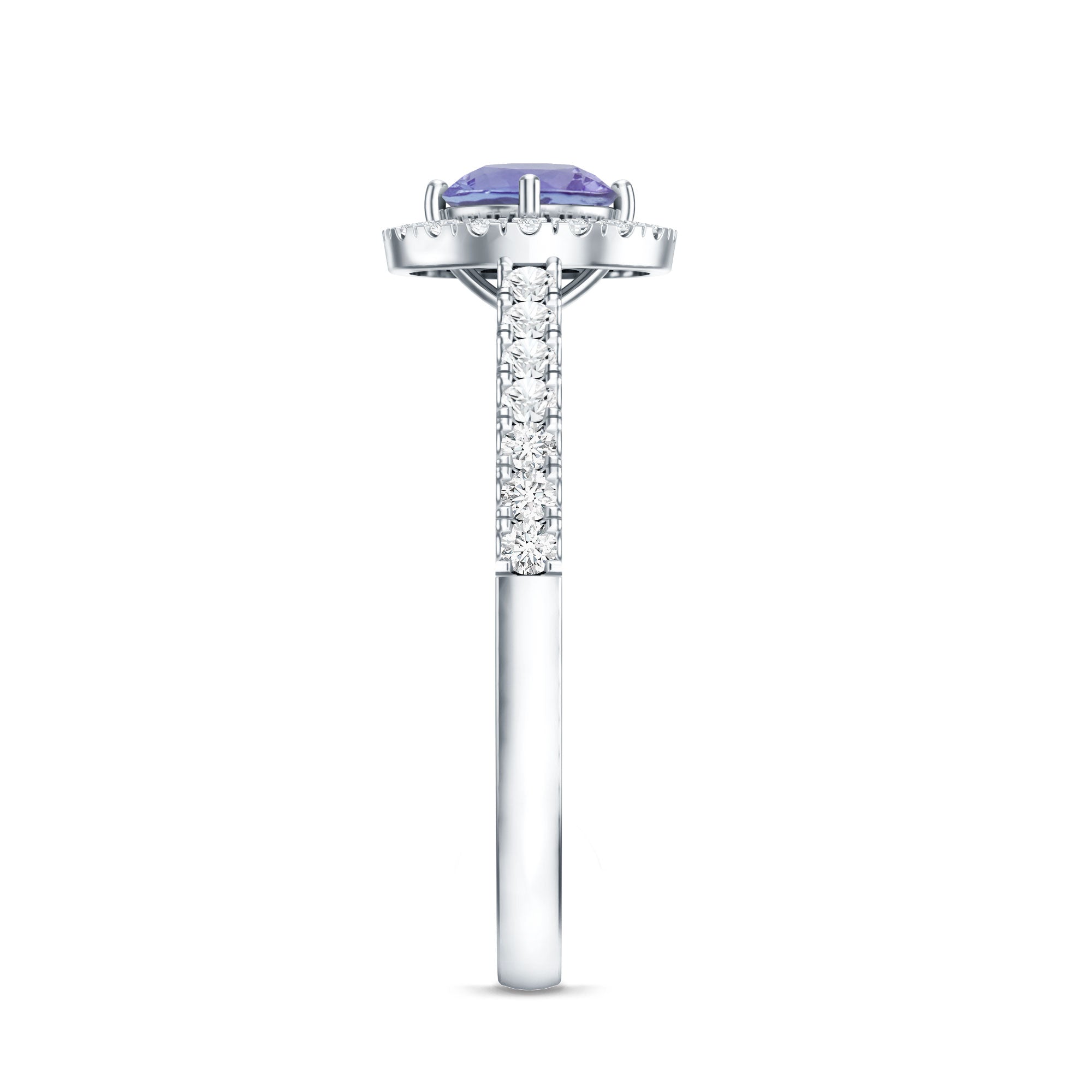 Natural Tanzanite and Diamond Promise Ring for Engagement