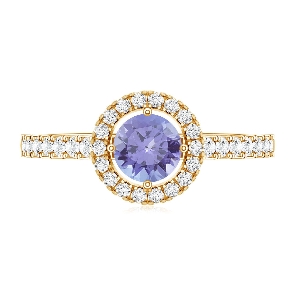 Natural Tanzanite and Diamond Promise Ring for Engagement