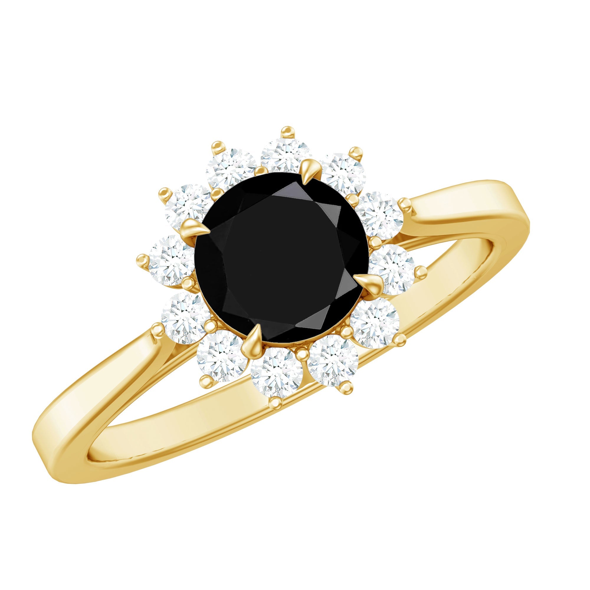 Round Cut Black Onyx and Diamond Engagement Ring For Women | Rings | Wiccan Center