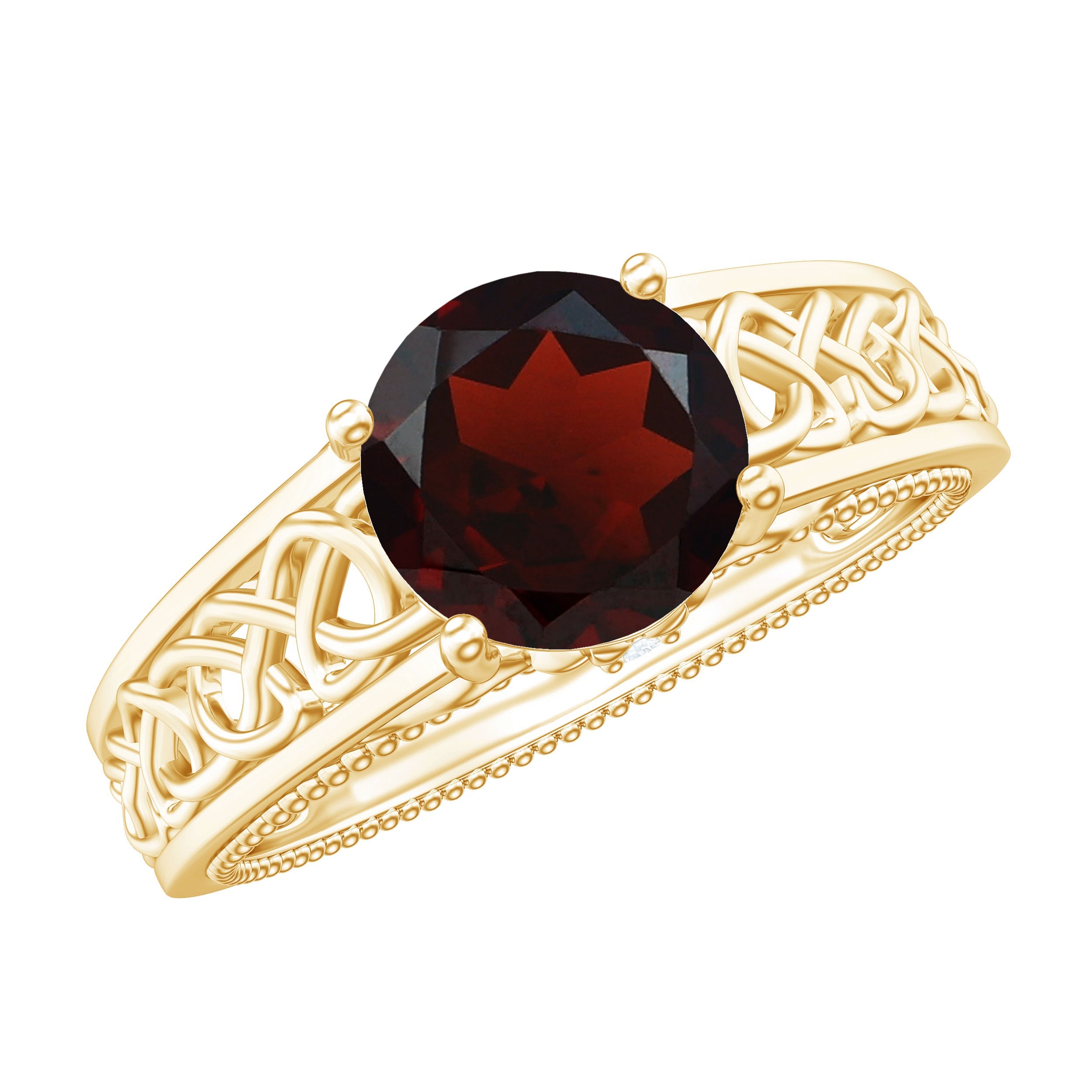 Vintage Style Garnet Diamond Engagement Ring with Celtic Knot | Rings | Wiccan Center